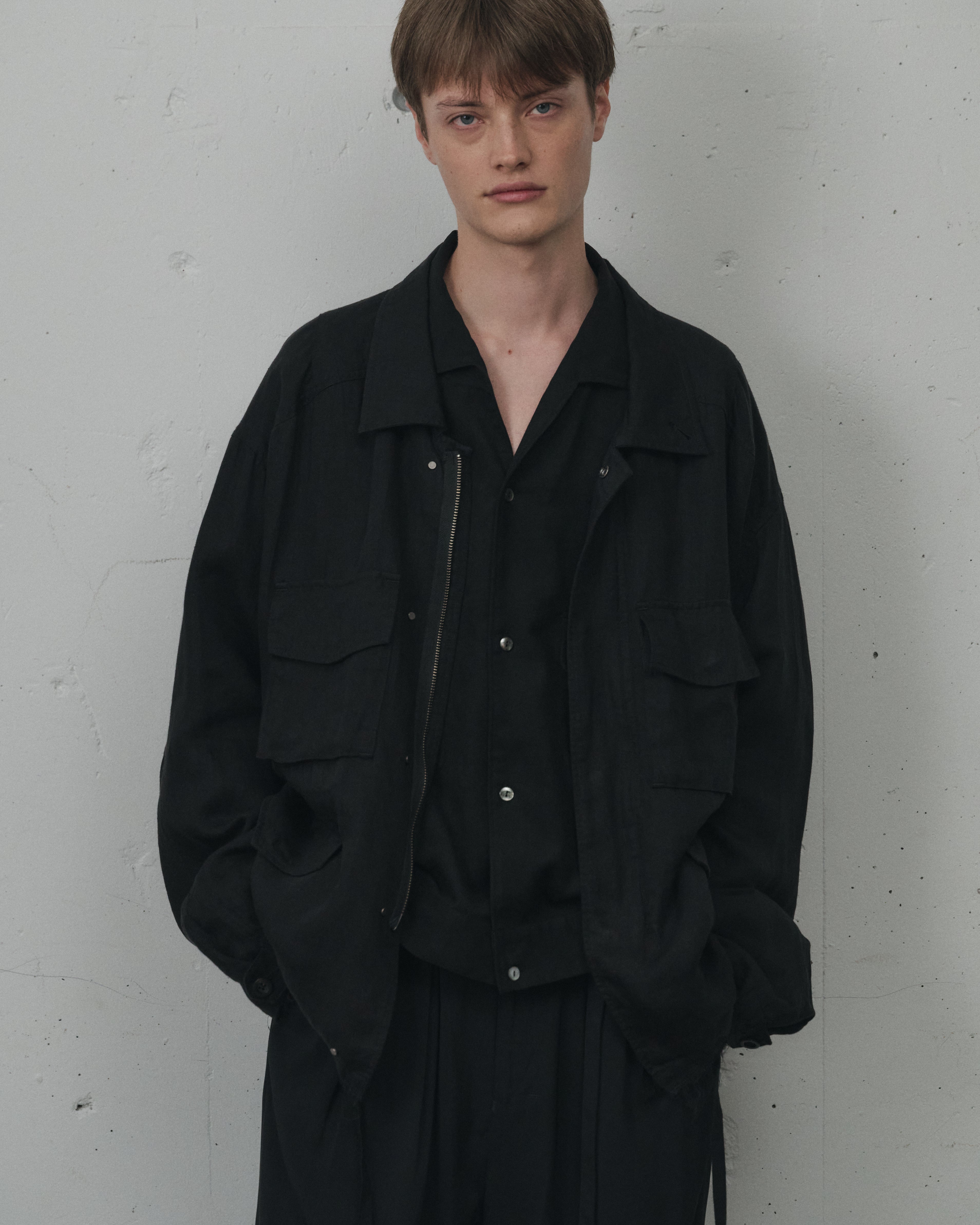 100/S LINEN FIELD JACKET(BLACK)