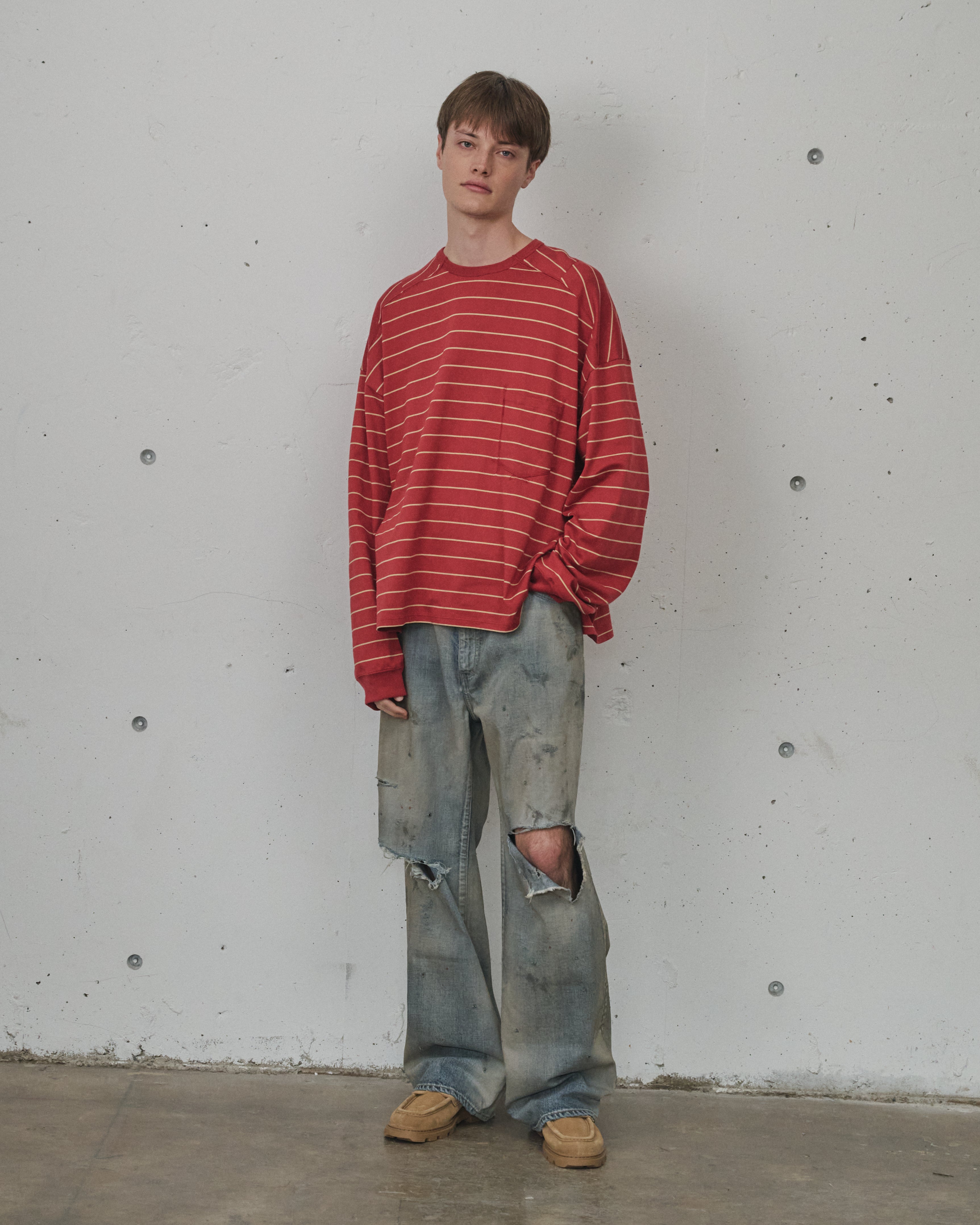 CRASH MIDDLE STRAIGHT 5P DENIM PANTS(INDIGO)