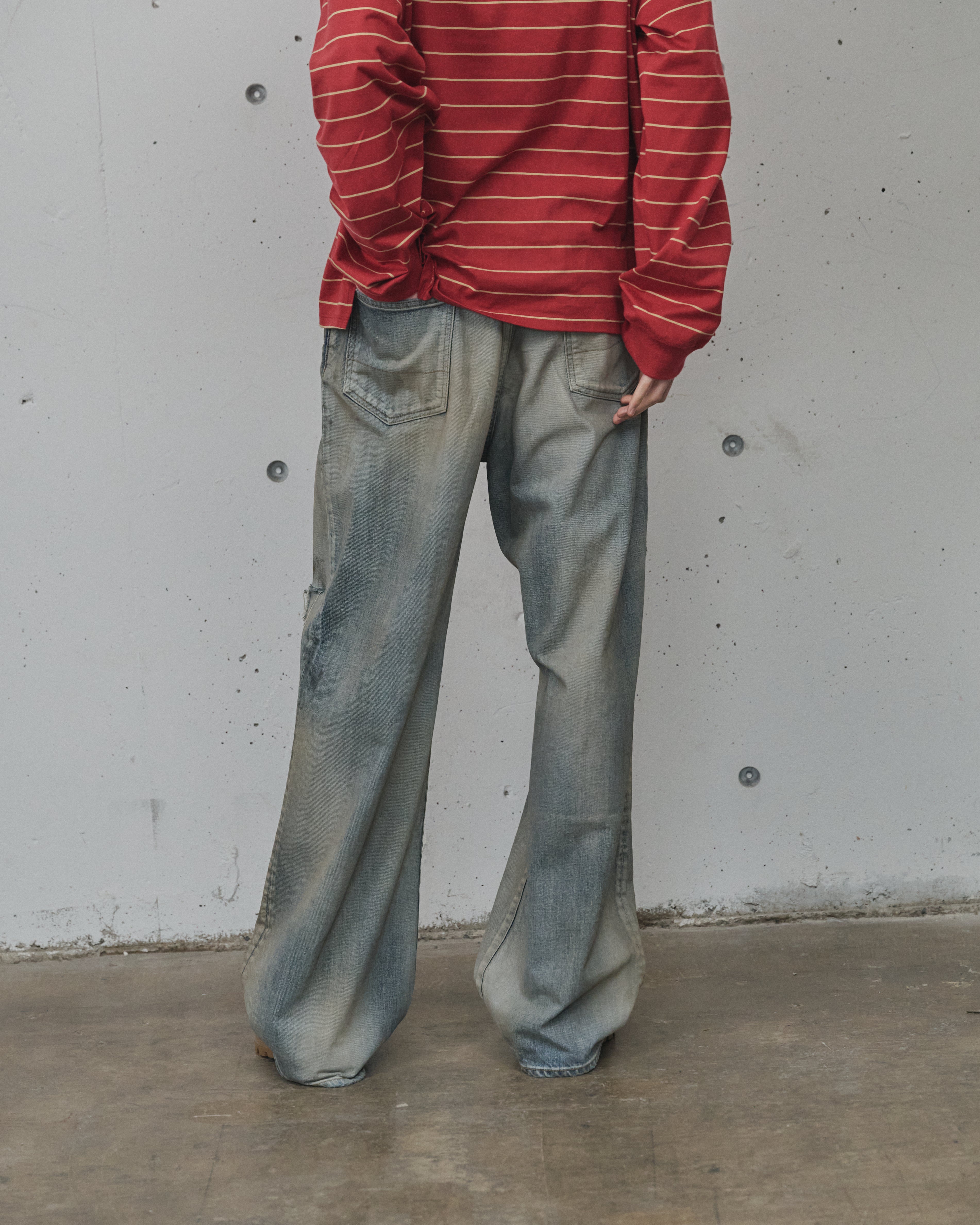 CRASH MIDDLE STRAIGHT 5P DENIM PANTS(INDIGO)