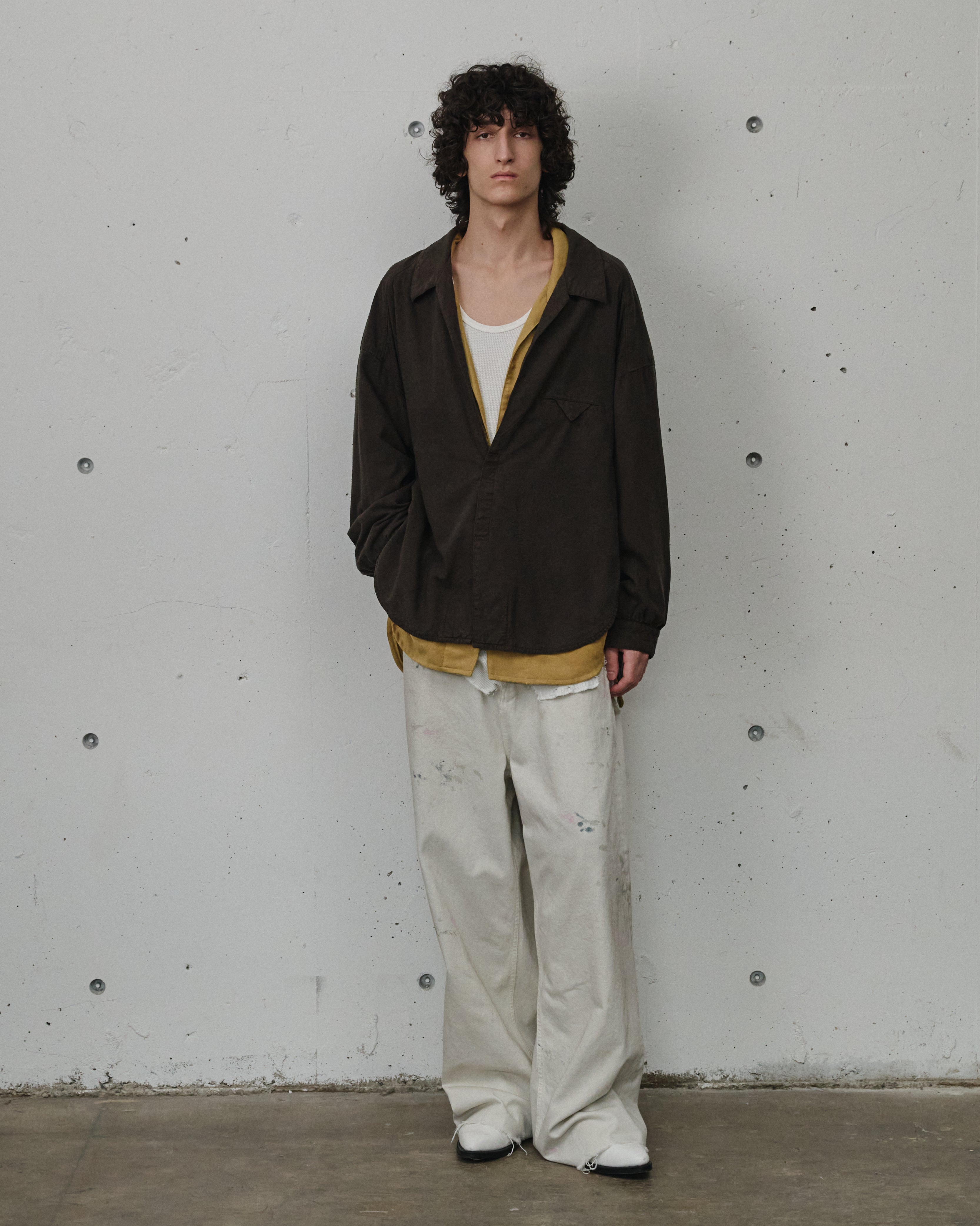 SILK NEP LONG SHIRT(BROWN)