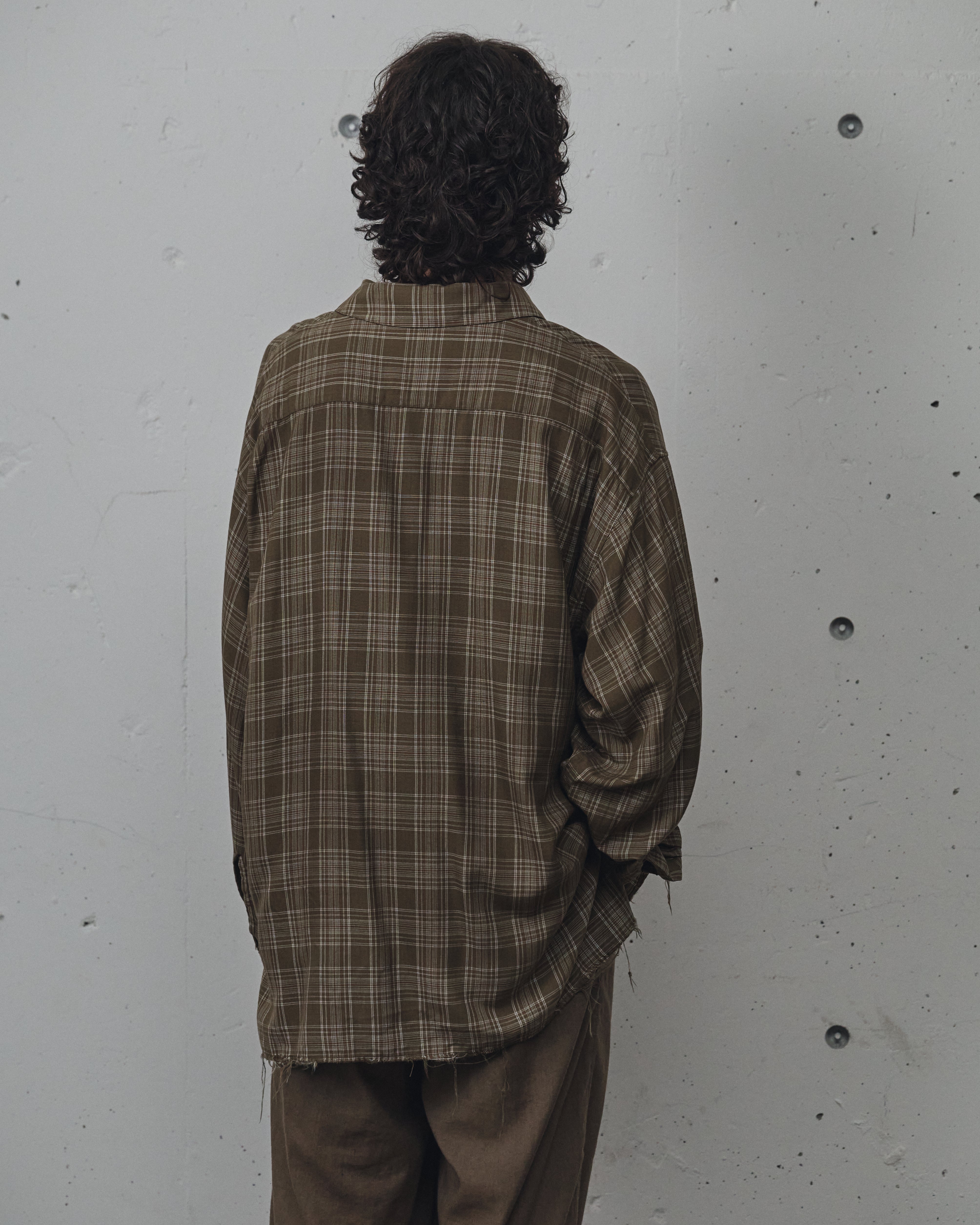 AGING RAYON CHECK SHIRT(GREEN)