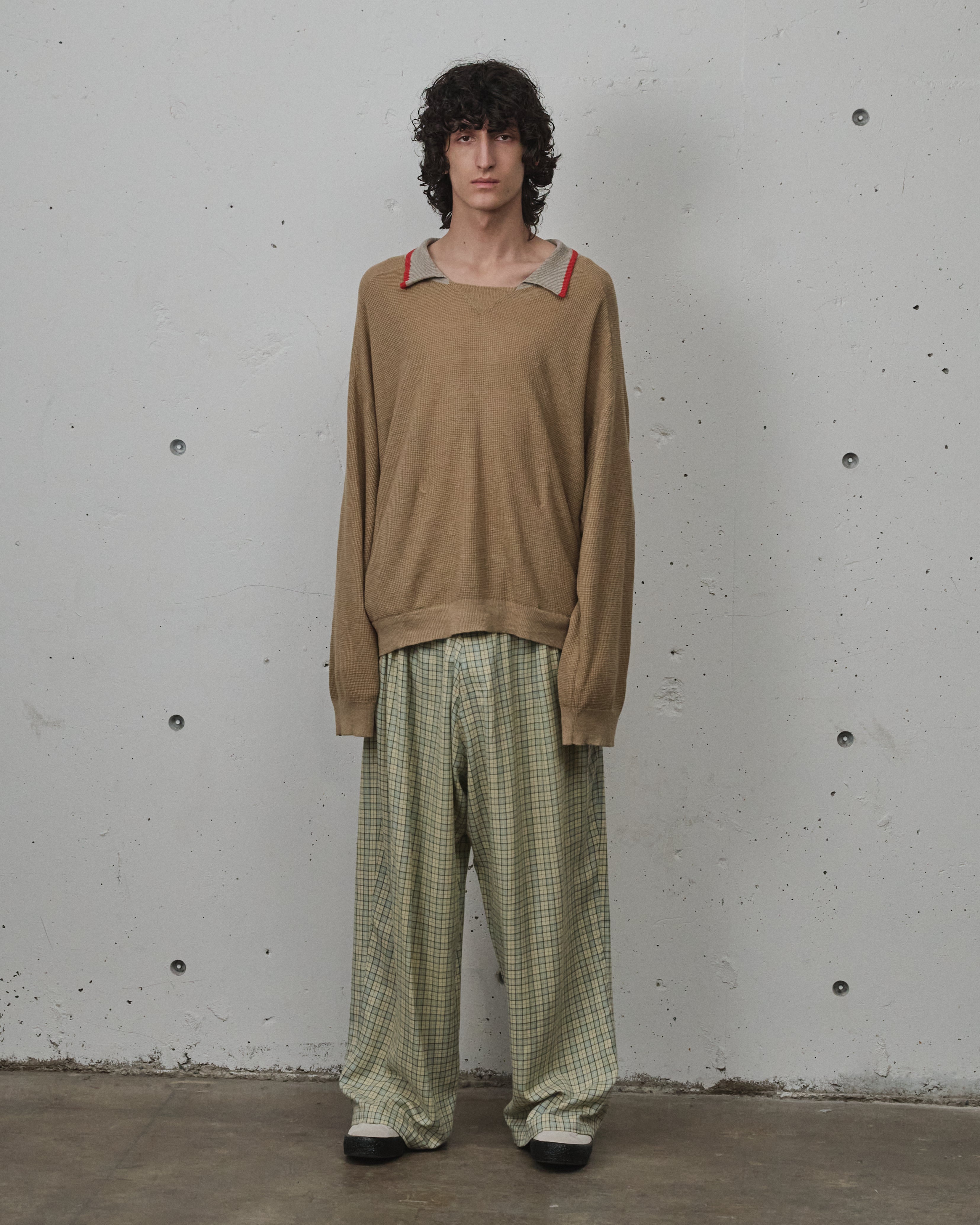 NEL CHECK EASY PANTS(CREAM)