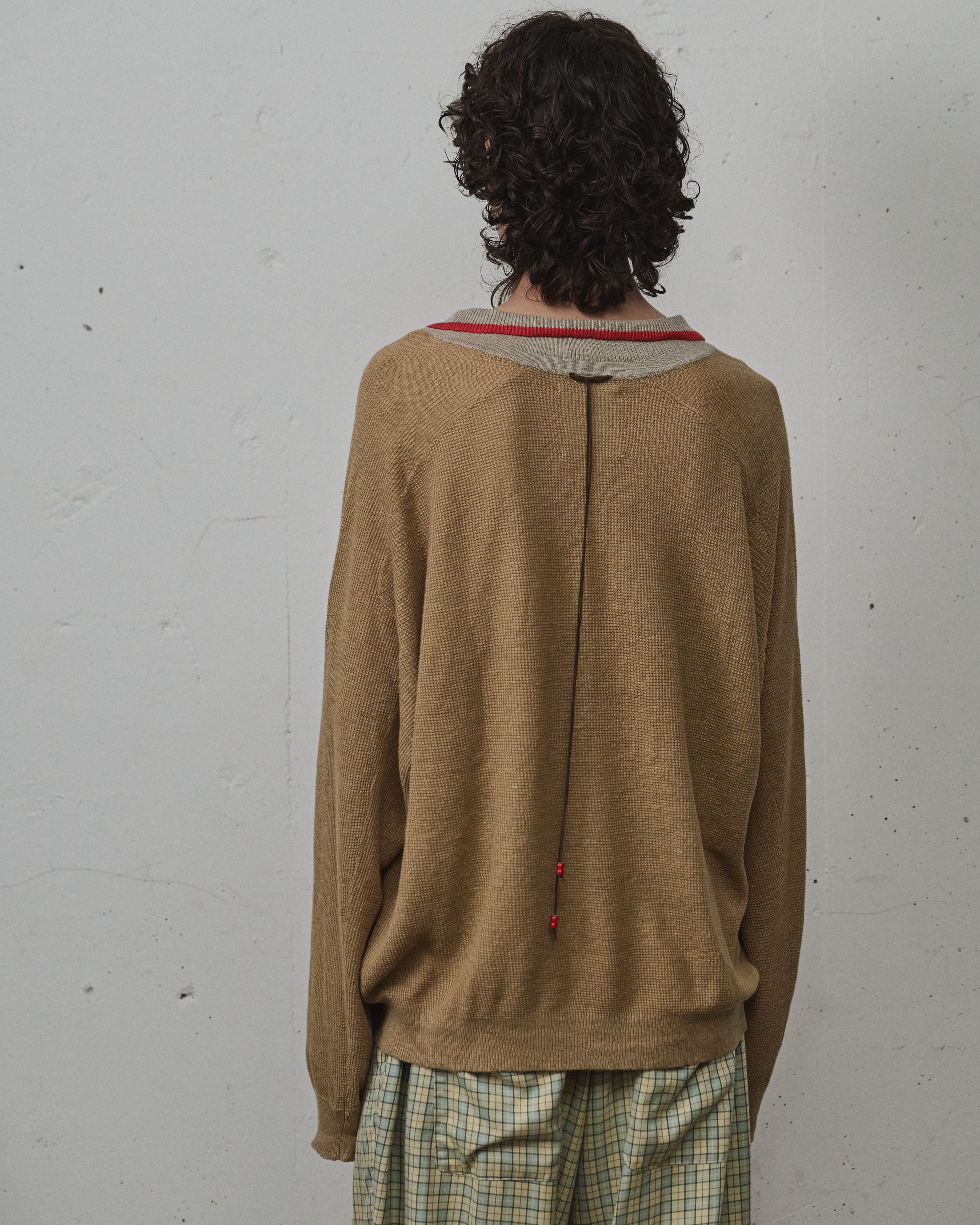 CONTRAST COLLAR KNIT(BEIGE)