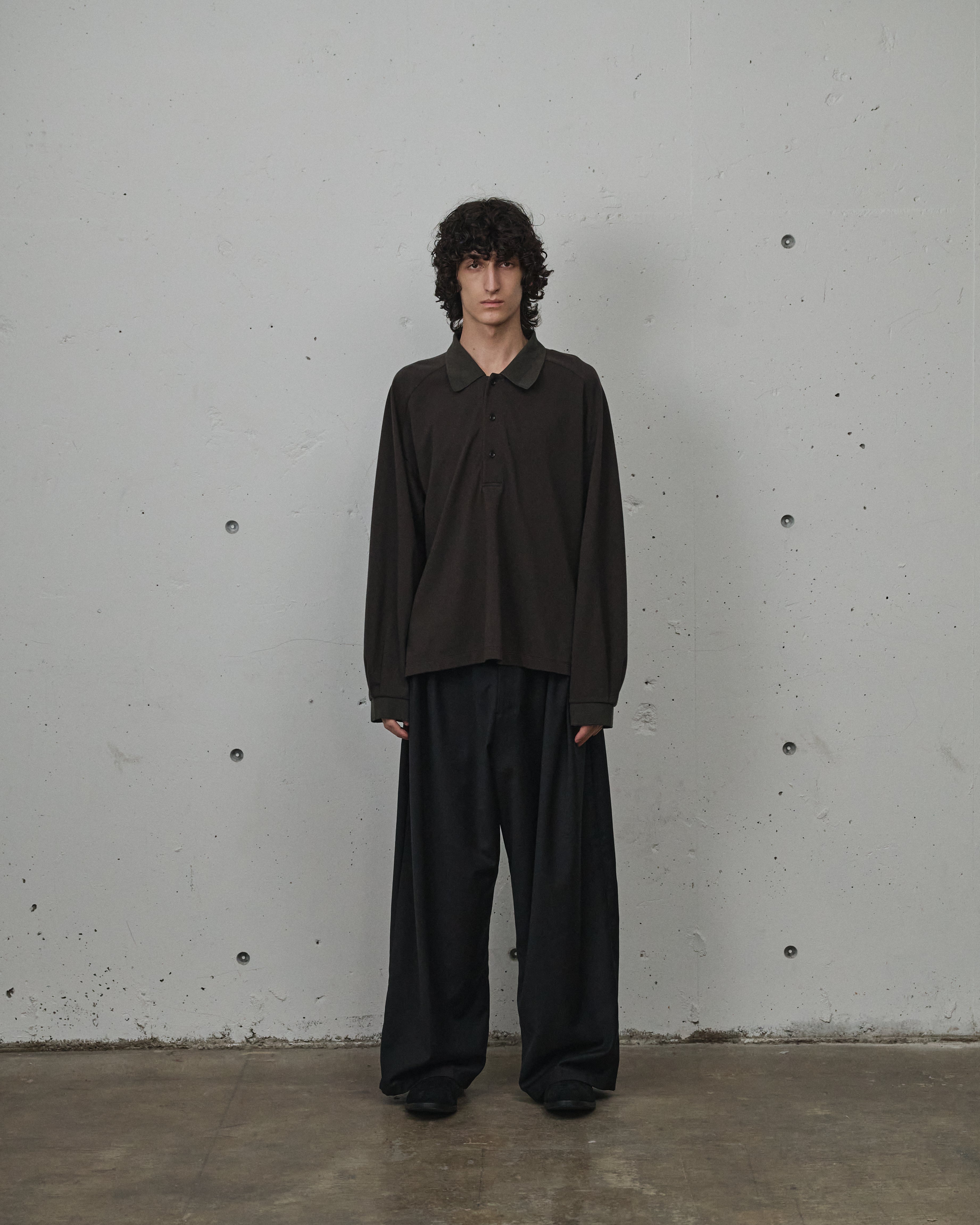 BELTED WOOL SLACKS(BLACK)