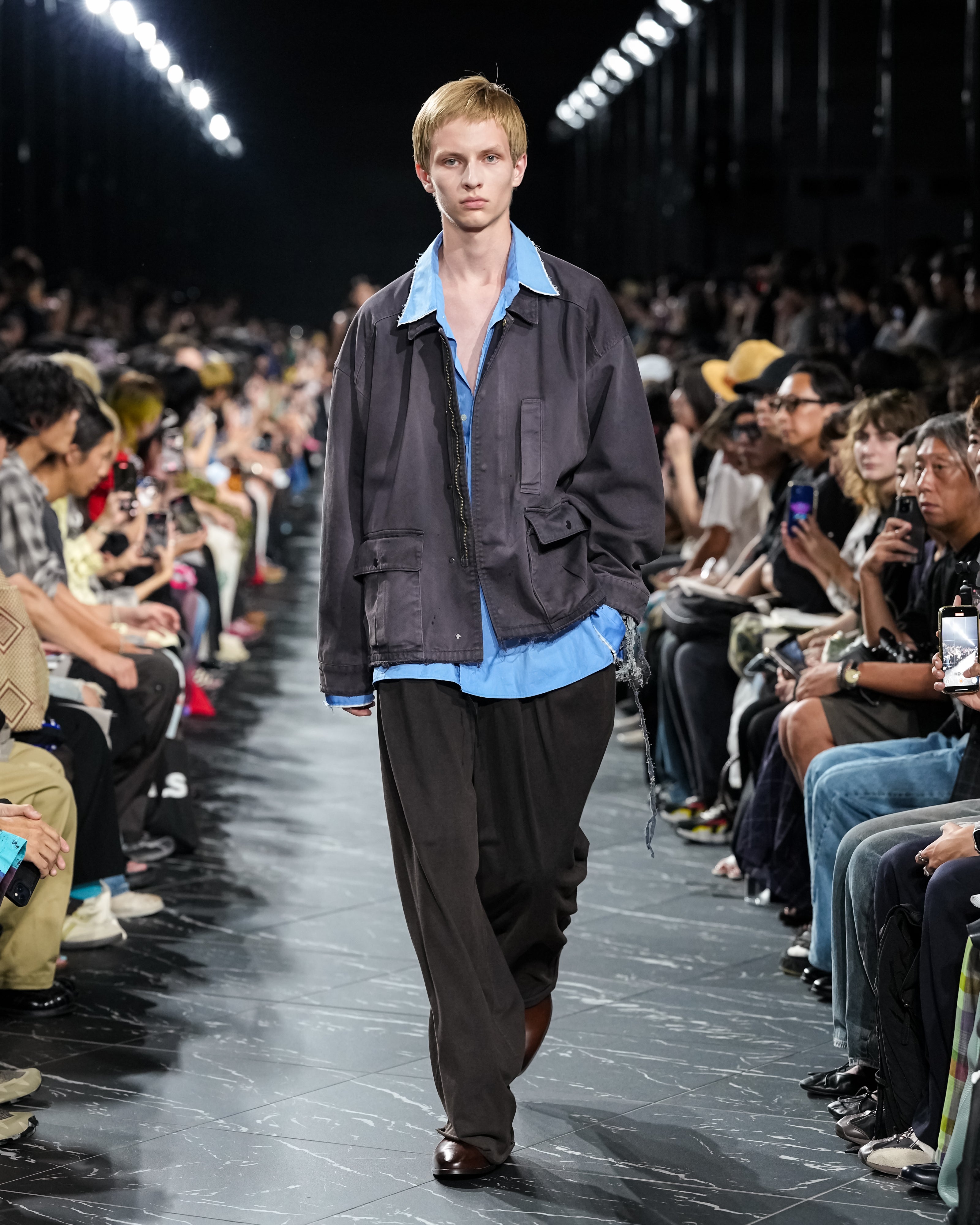 HIGH-COUNT FRAYED OVER SHIRT(BLUE)
