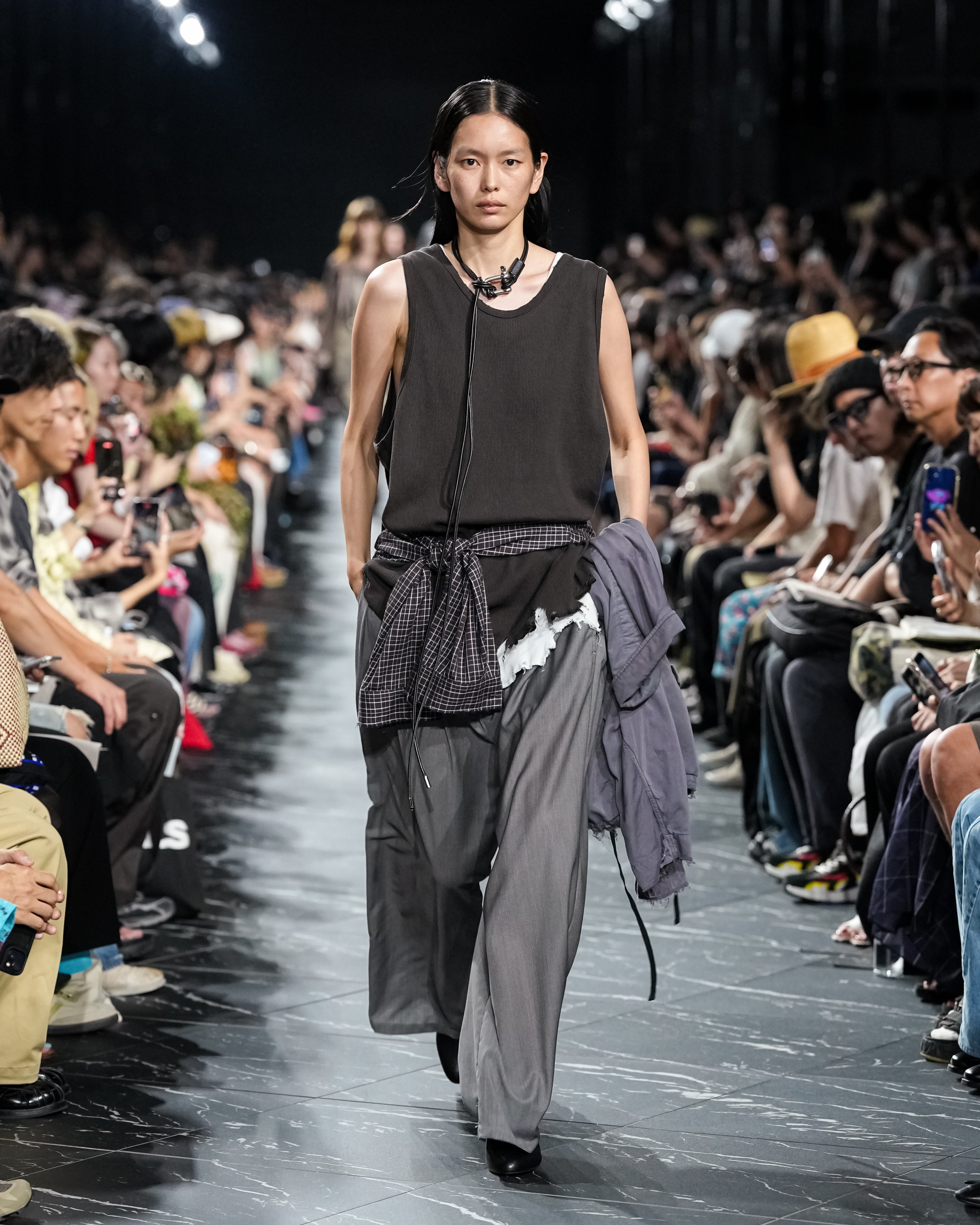 BELTED WOOL SLACKS(GRAY)