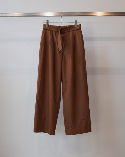 Wool Tropical 2Way Belted Trousers(Brown)