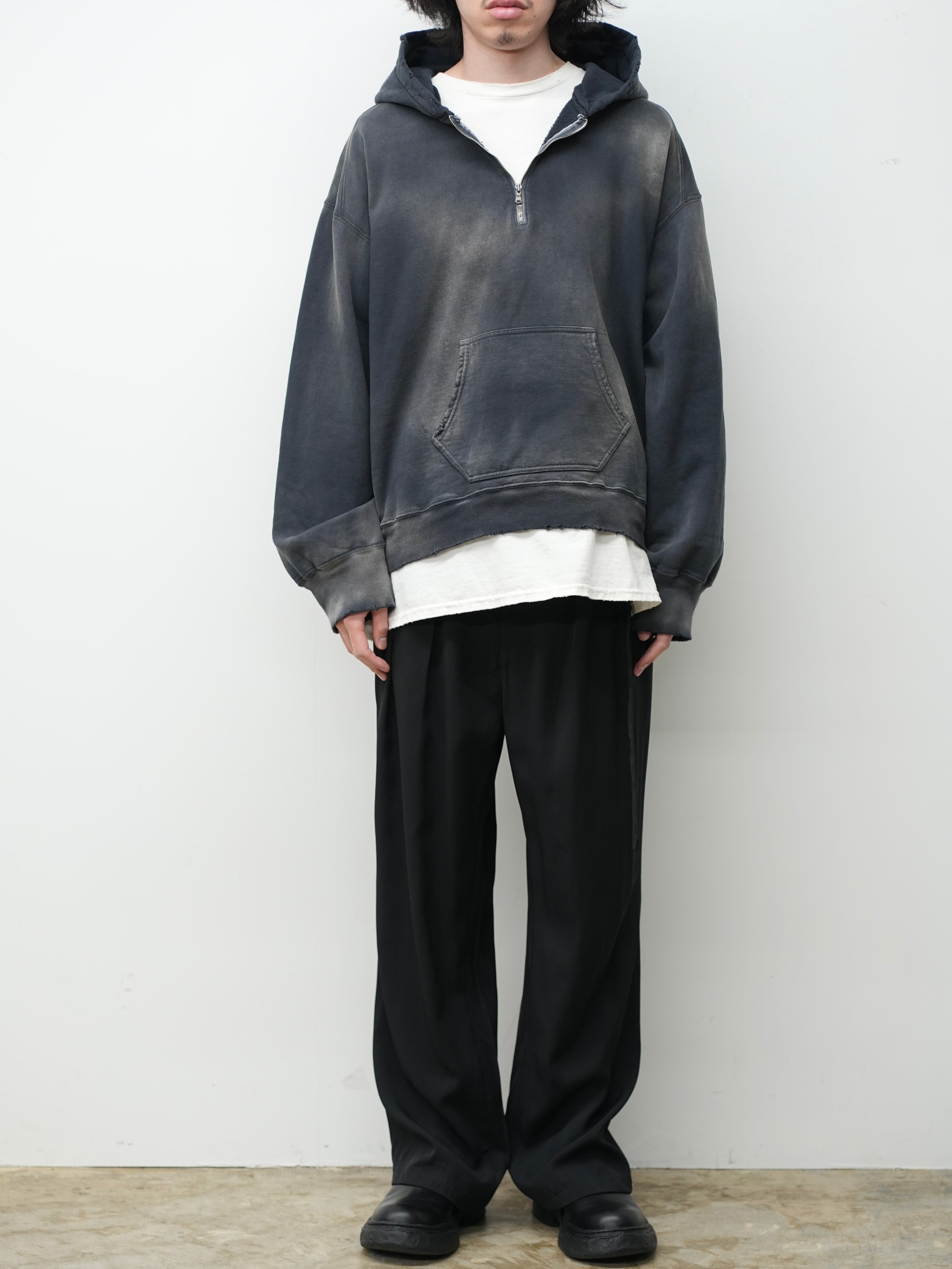 LIGHT LOOP ZIP HOODIE(BLACK)