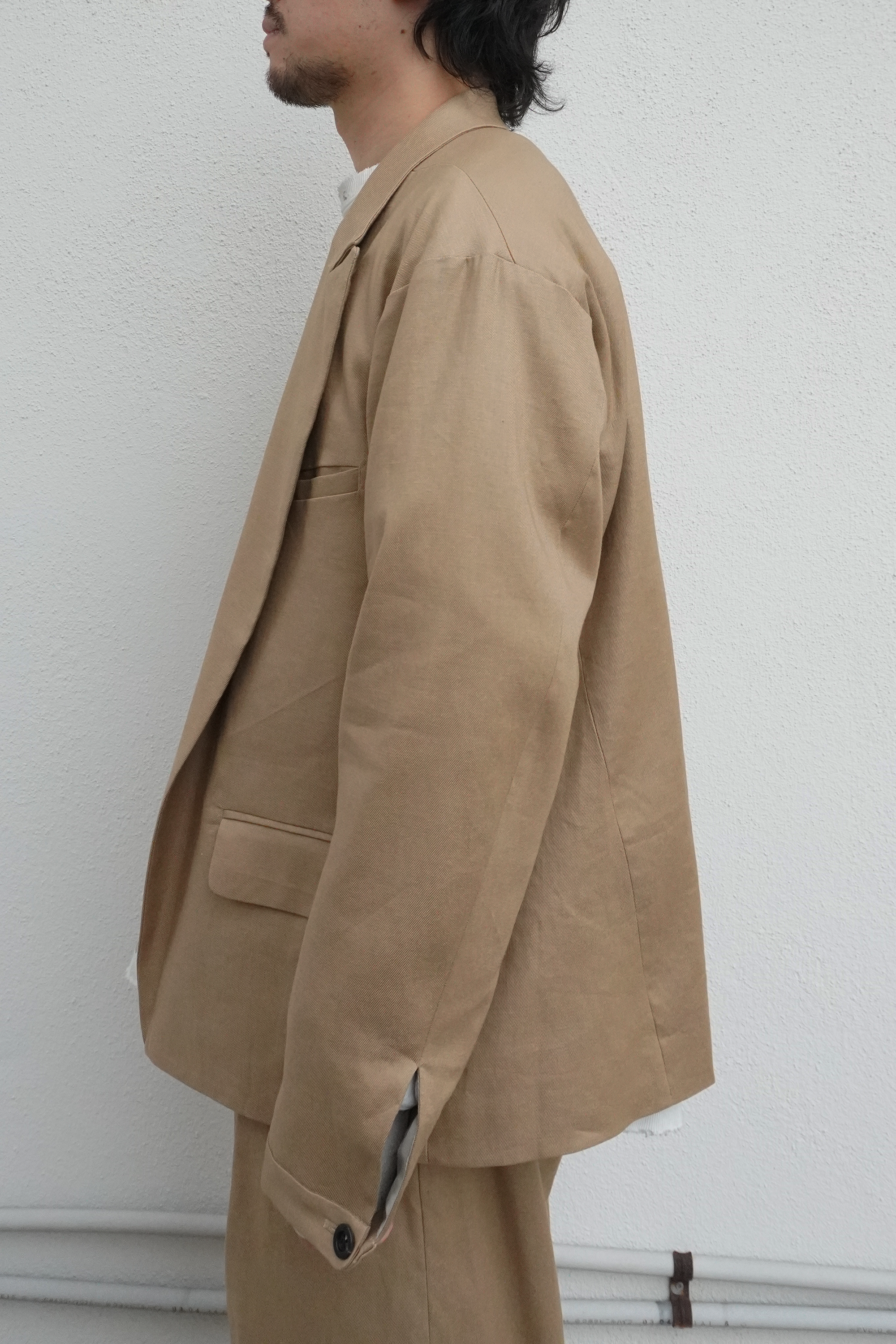 [30%OFF]BUTTONLESS TAILORED JACKET(BEIGE)