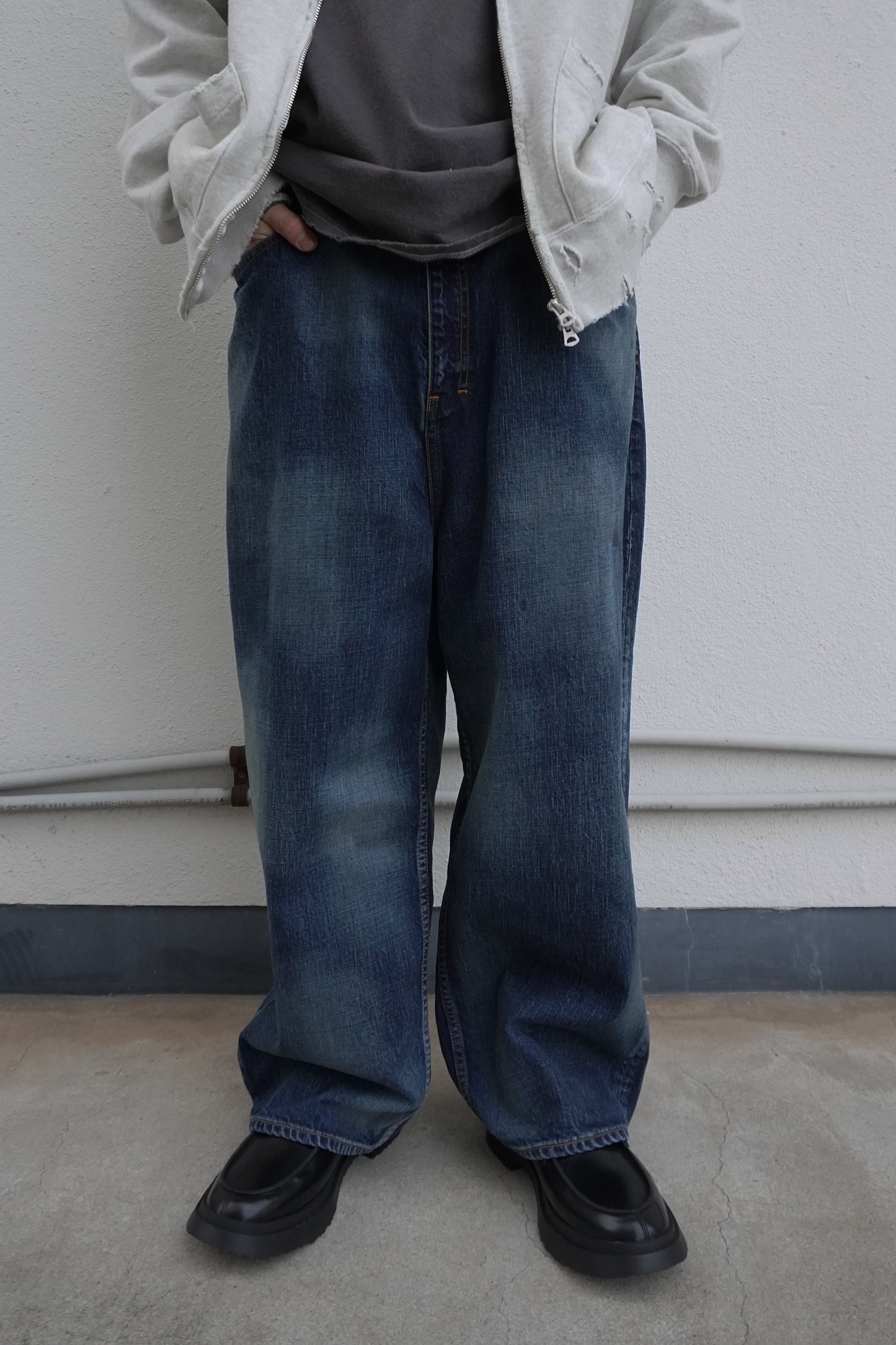 AGING WIDE DENIM PANTS(INDIGO)