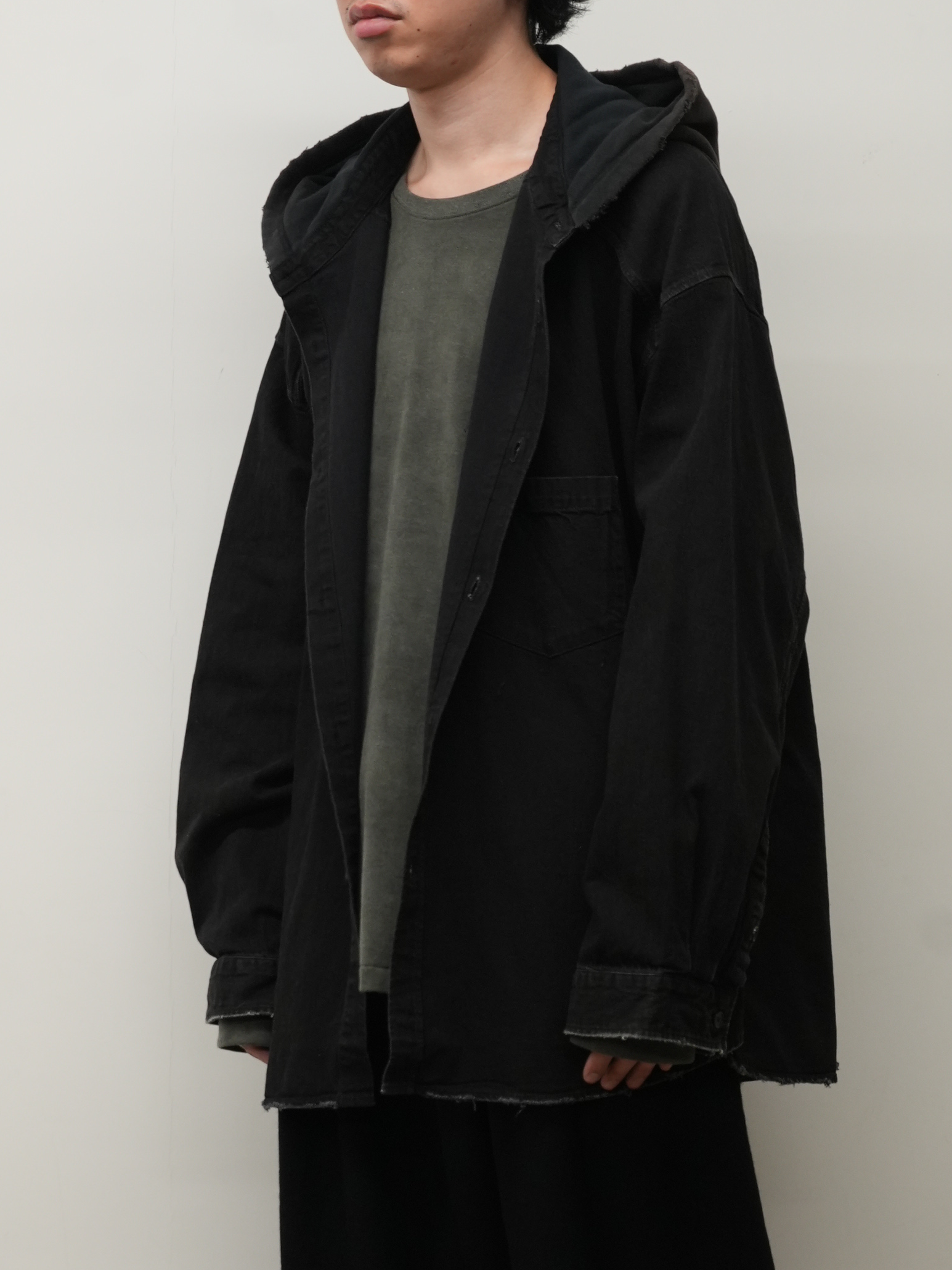 DENIM HOODIE SHIRT(BLACK)