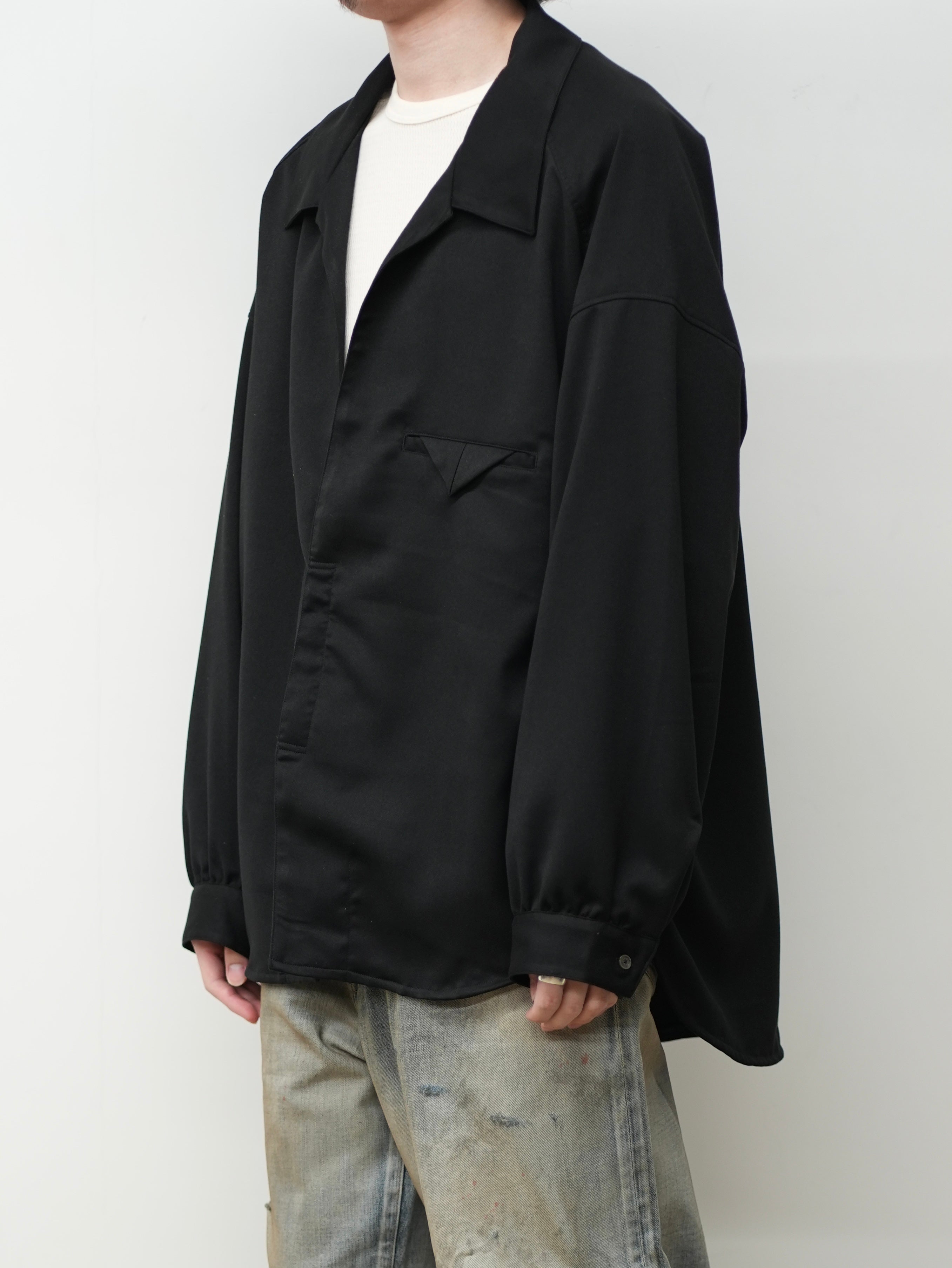 VEGAN SUEDE LONG SHIRT(BLACK)