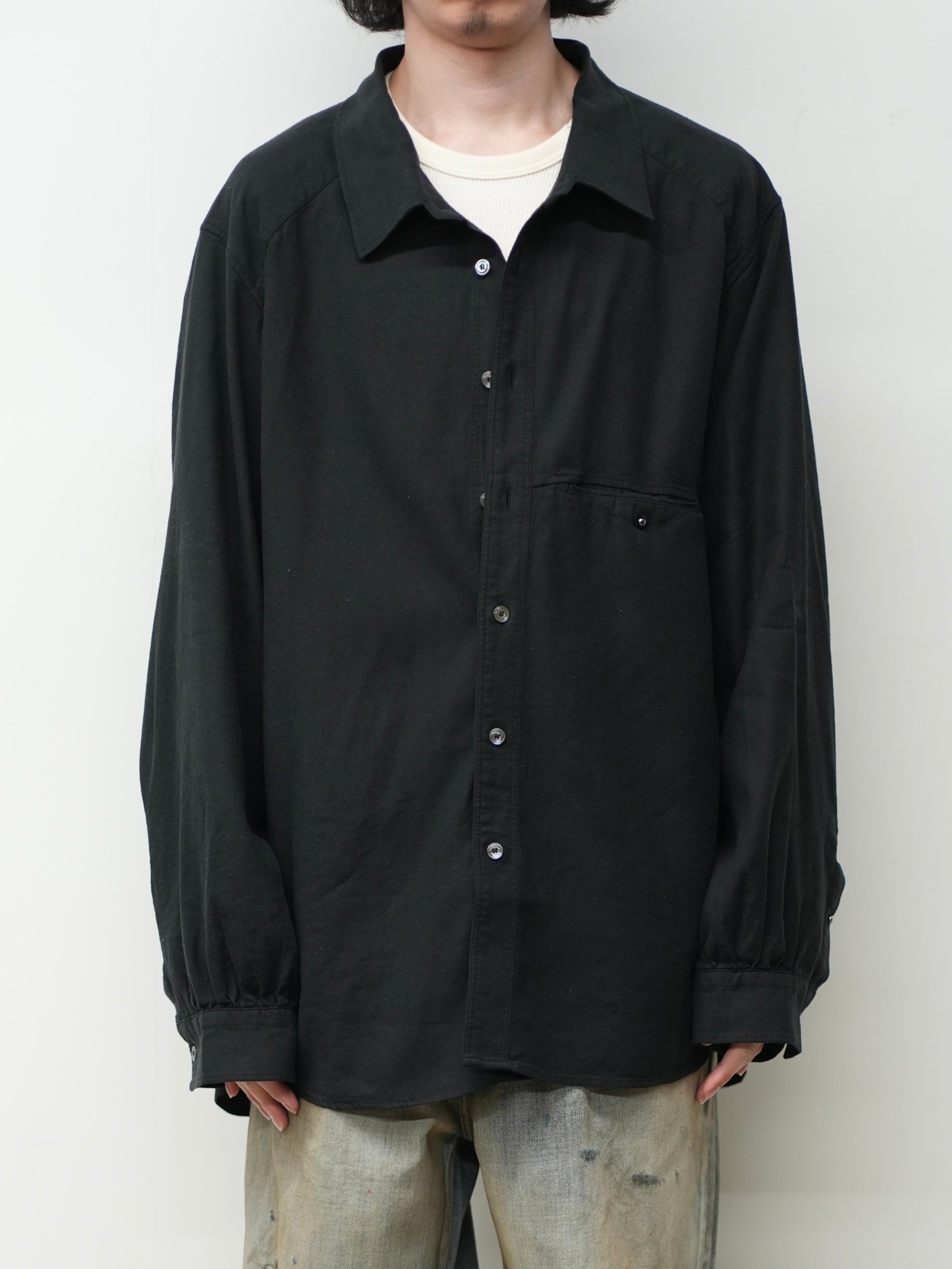 L/S NEP BOXY SHIRT(BLACK)