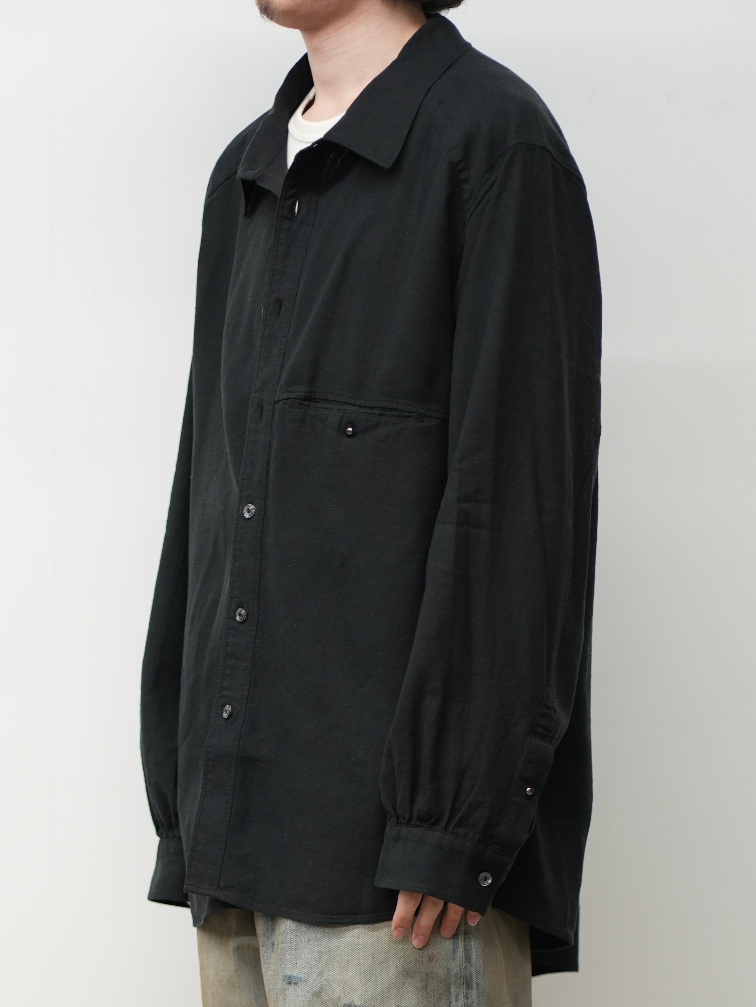 トップス silk nep l/s shirt W OVY L/S NEP BOXY SHIRT(BLACK)