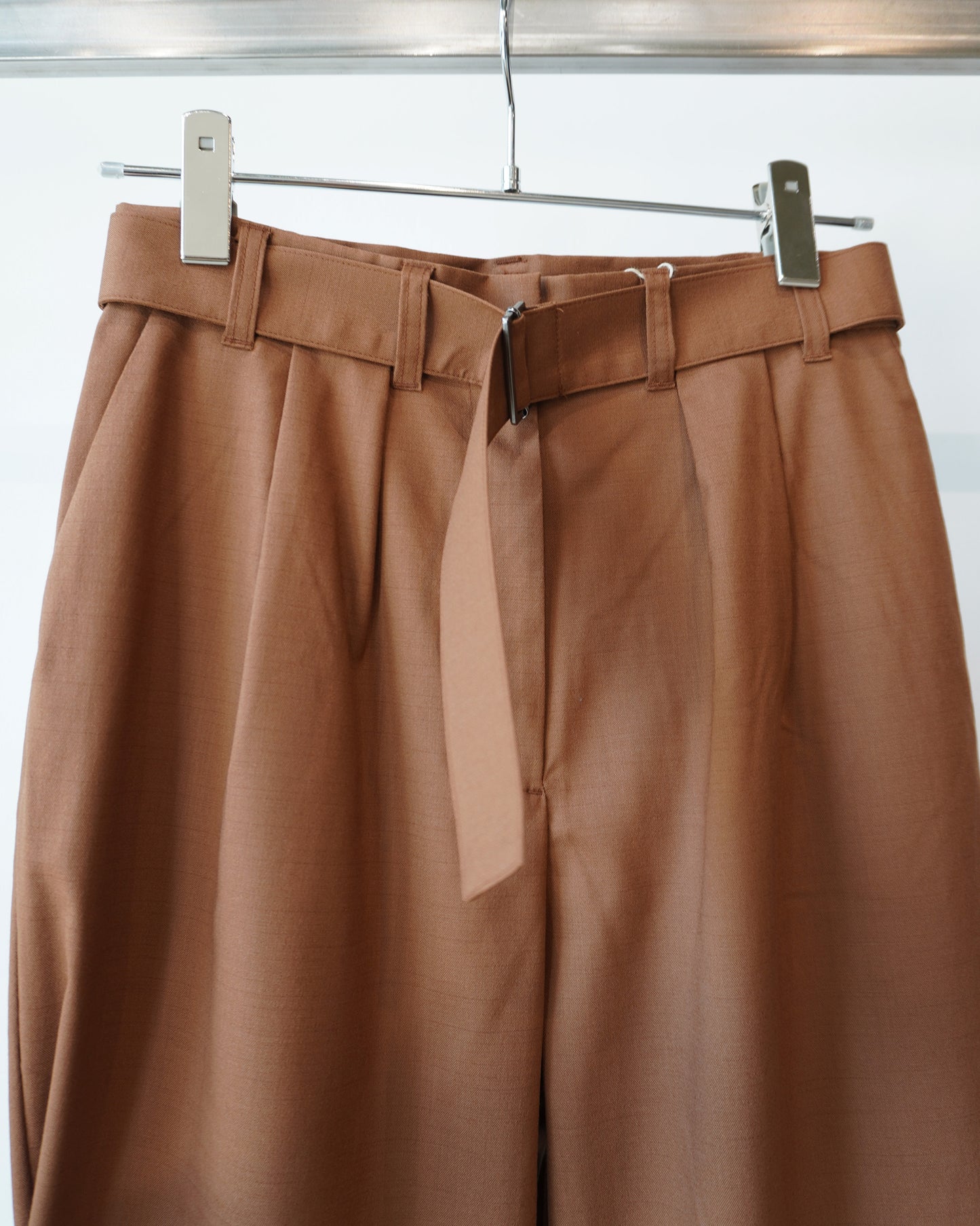 Wool Tropical 2Way Belted Trousers(Brown)