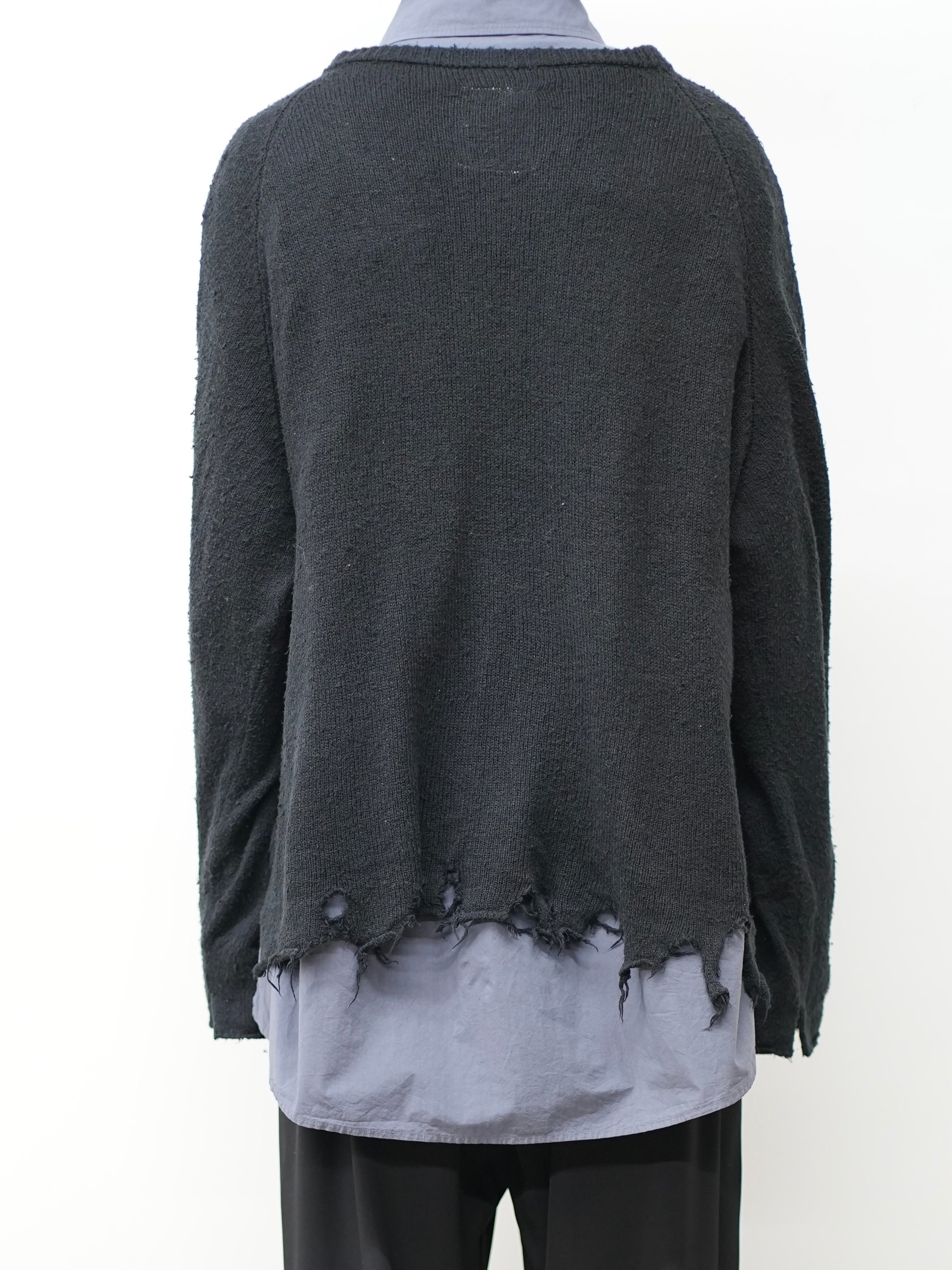 DAMAGE SILK UVNECK KNIT(BLACK)