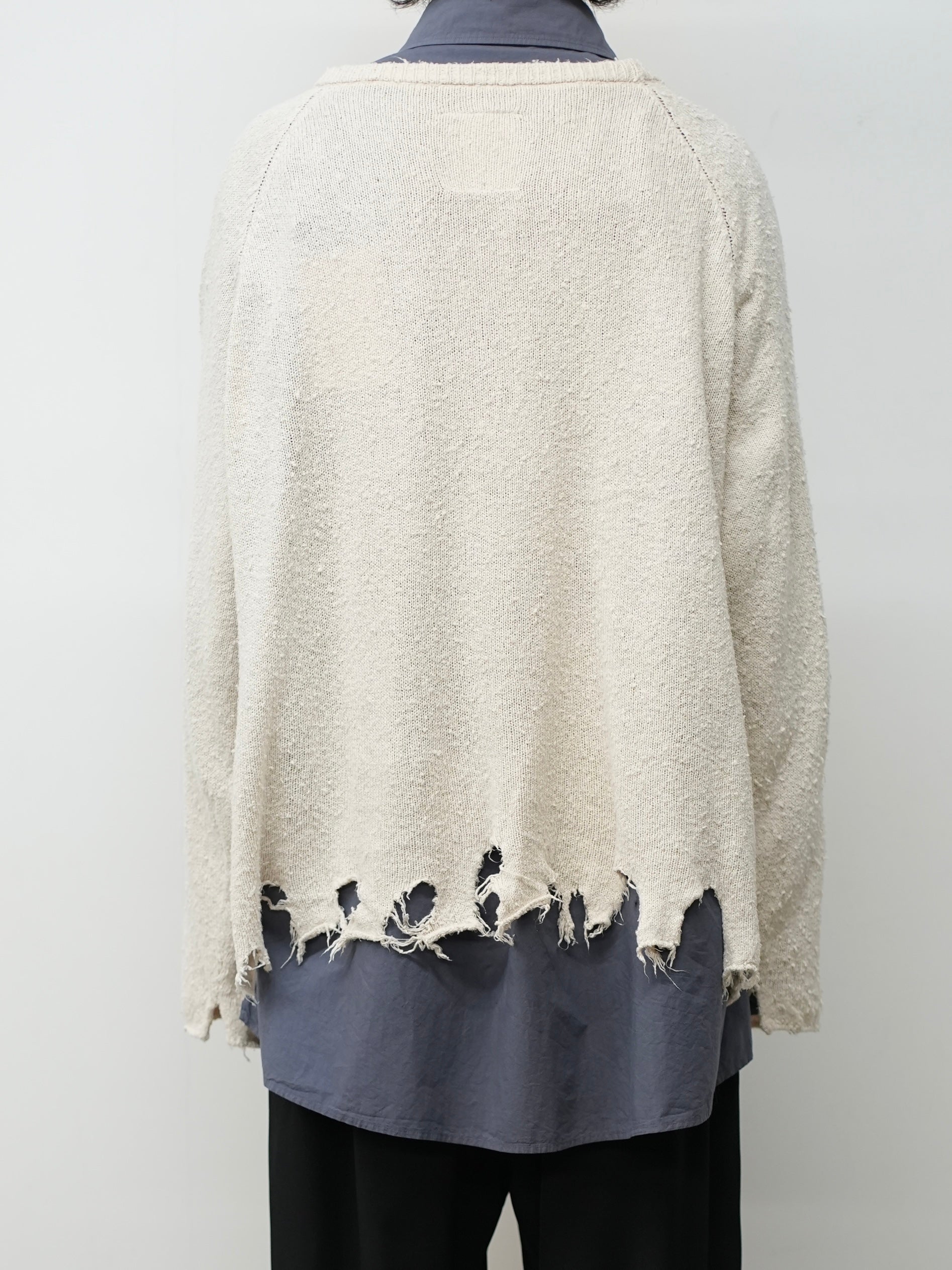 DAMAGE SILK UVNECK KNIT(OFF)