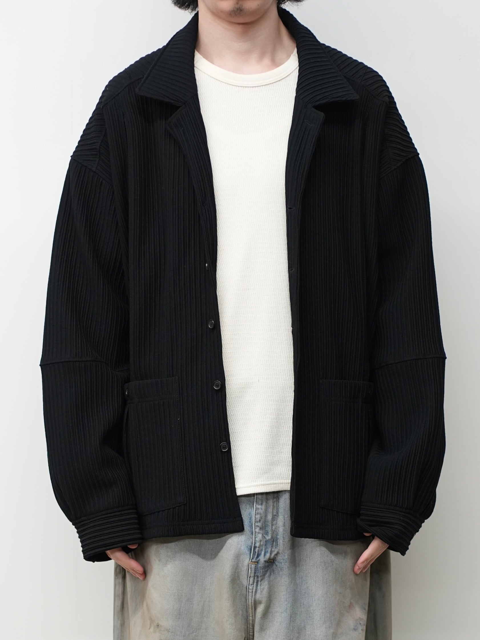 26ss 新品 ANCELLM WRINKLED STRIPE SHIRT 2 WRINKLED STRIPE SHIRT(BLACK)