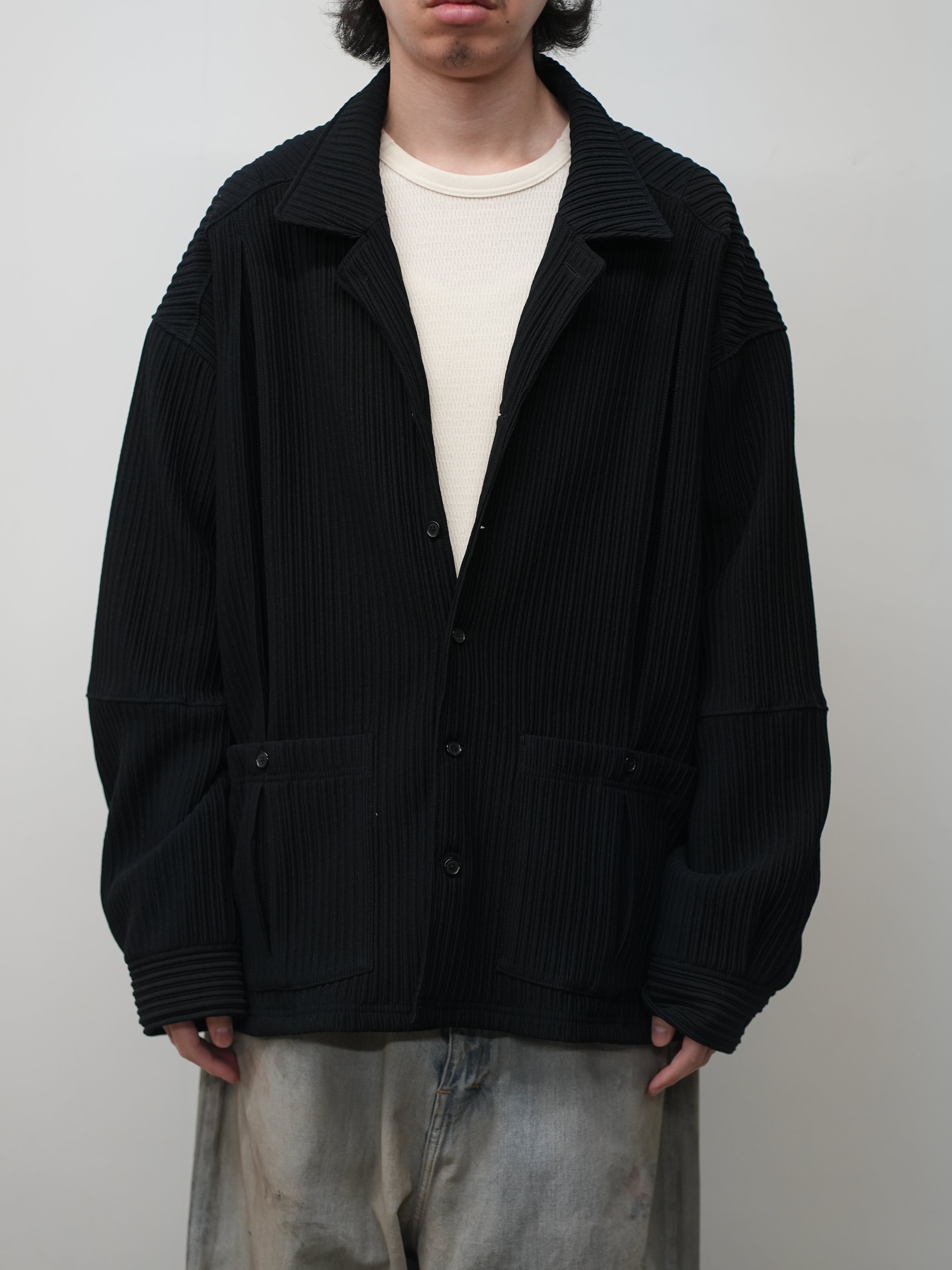 WRINKLED STRIPE SHIRT(BLACK)