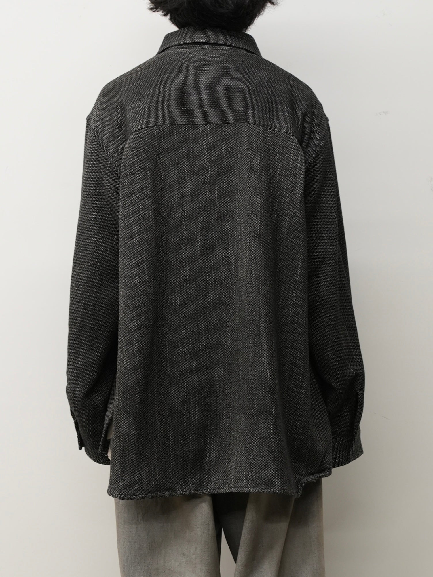 MELANGE WOOL OVER WORK SHIRT(BLACK)