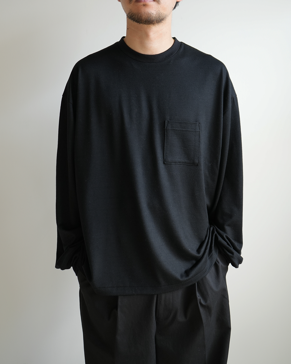 WOOL L/S T-SHIRT(BLACK)