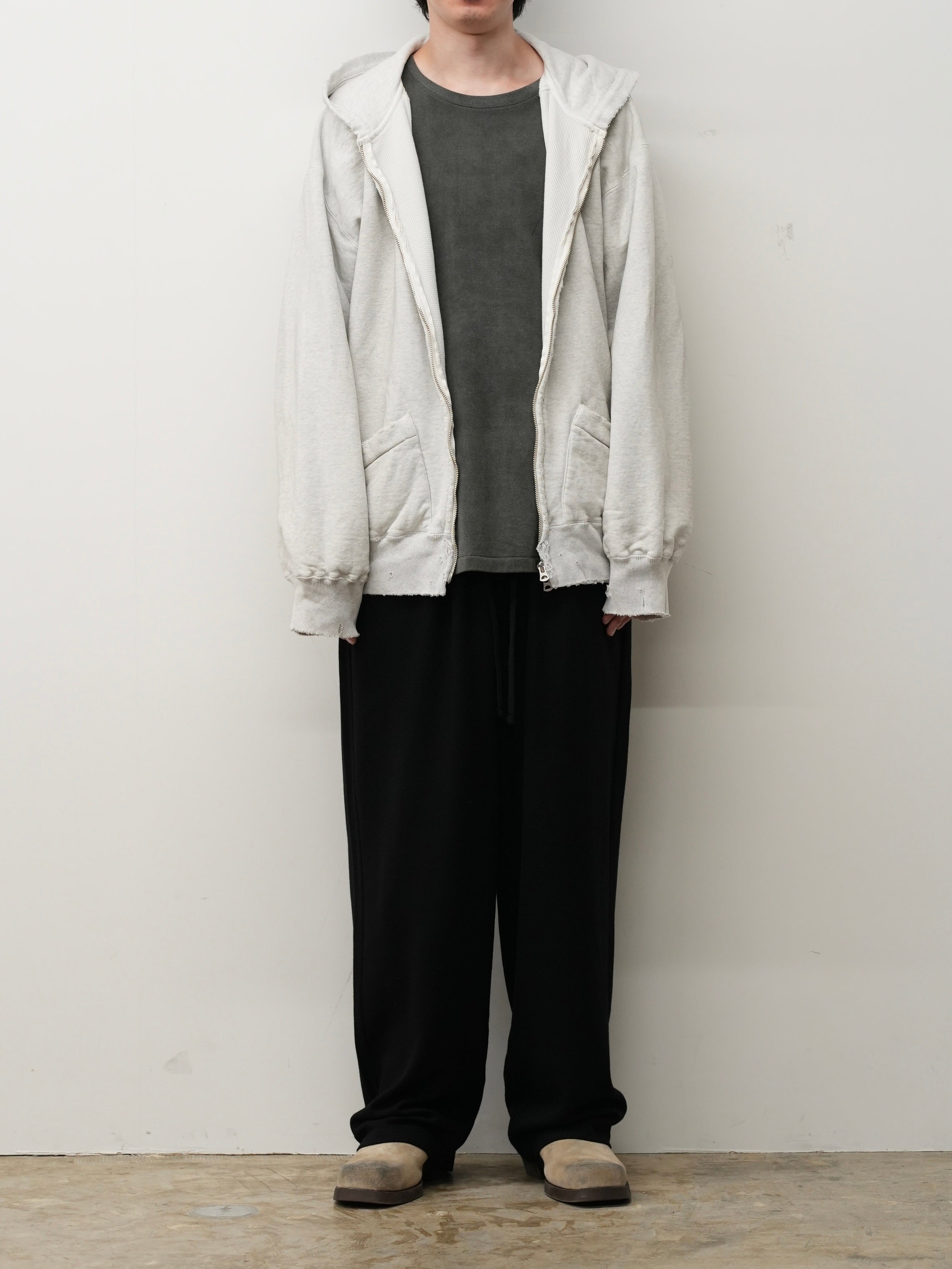 ZIP UP HOODIE(HEATHER WHITE)