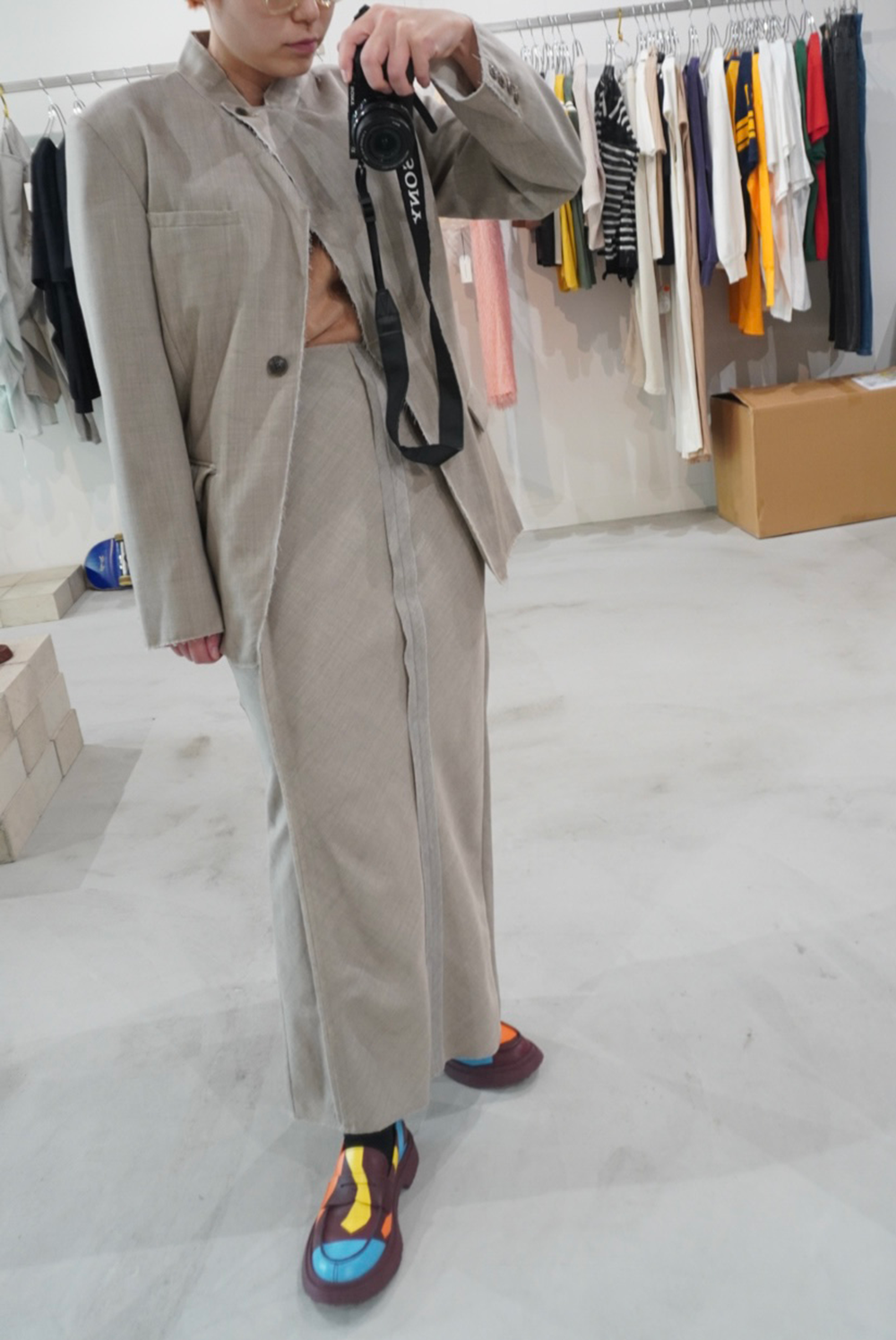 Wool Twill Unhemmed Tailored Jacket(Gray Beige)