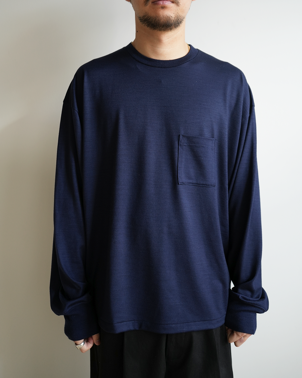 WOOL L/S T-SHIRT(NAVY)