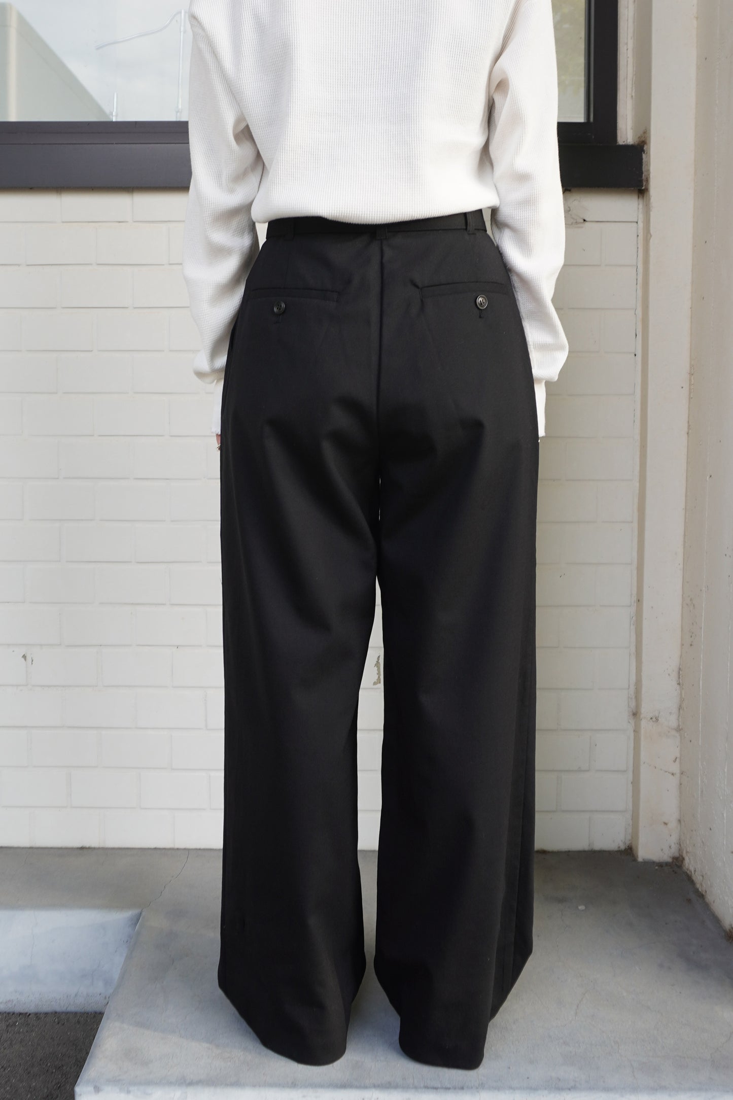 Wool Tropical 2Way Belted Trousers(Black)