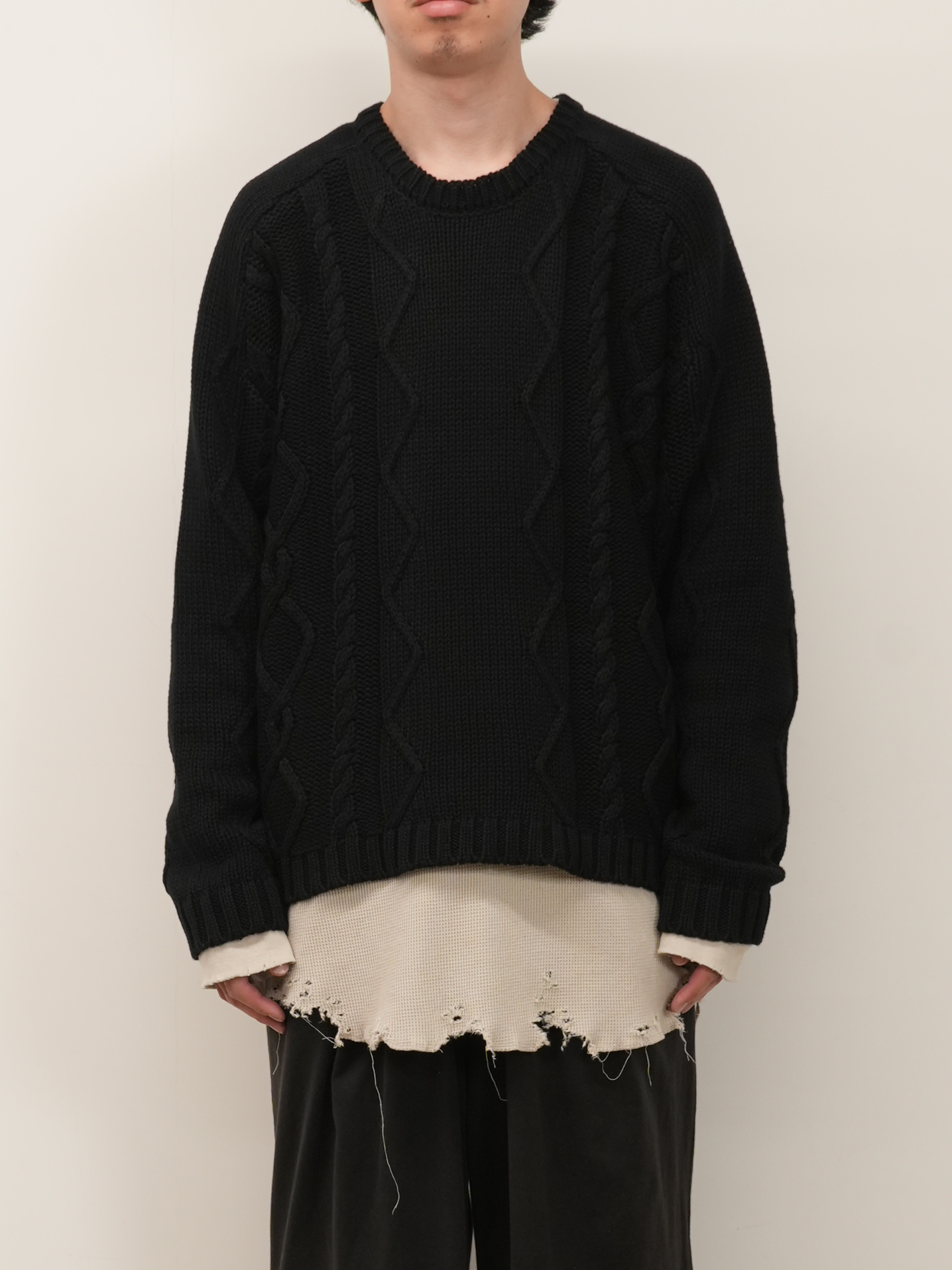 CABLE STICH KNIT(BLACK)