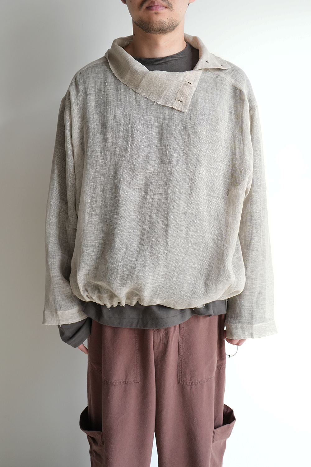 LINEN PULLOVER SHIRT(BEIGE)