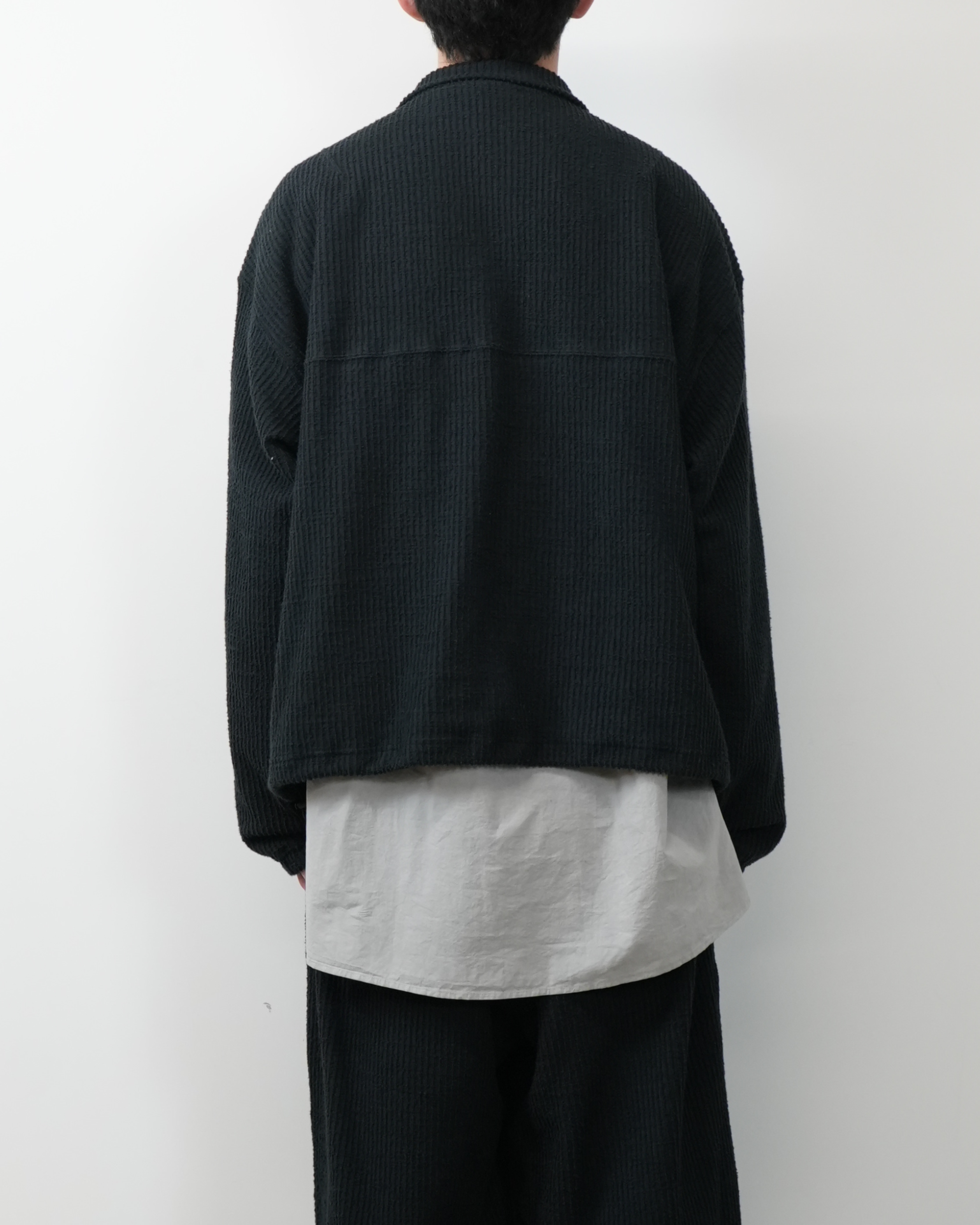 CUT STRIPE HALF ZIP PULL OVER SHIRT(BLACK) CUT STRIPE HALF ZIP PULL OVER SHIRT(BLACK)