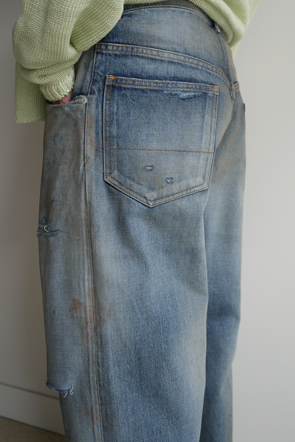 CRASH SELVEDGE DENIM STRAIGHT 5P PANTS(INDIGO)