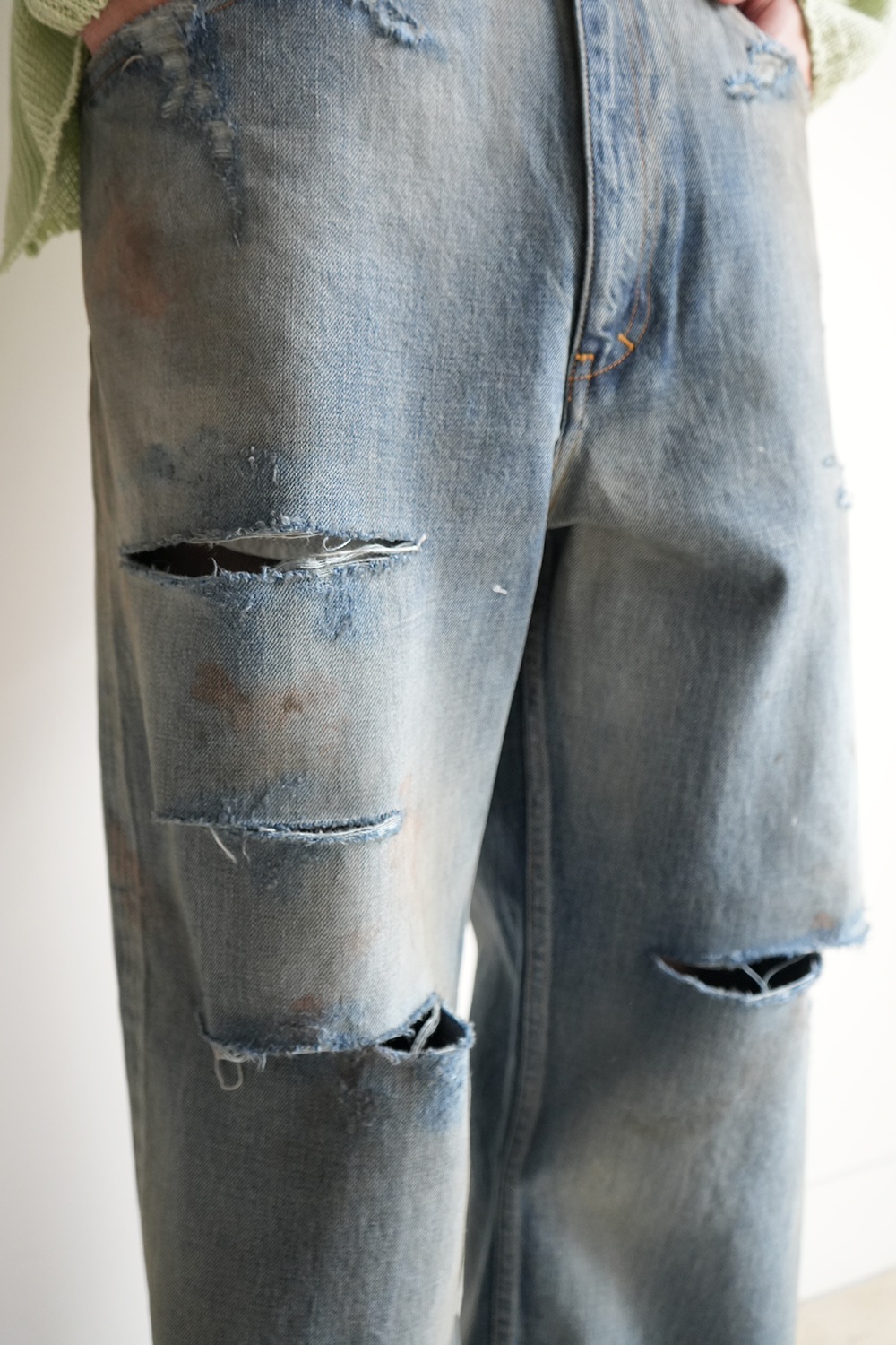 CRASH SELVEDGE DENIM STRAIGHT 5P PANTS(INDIGO)