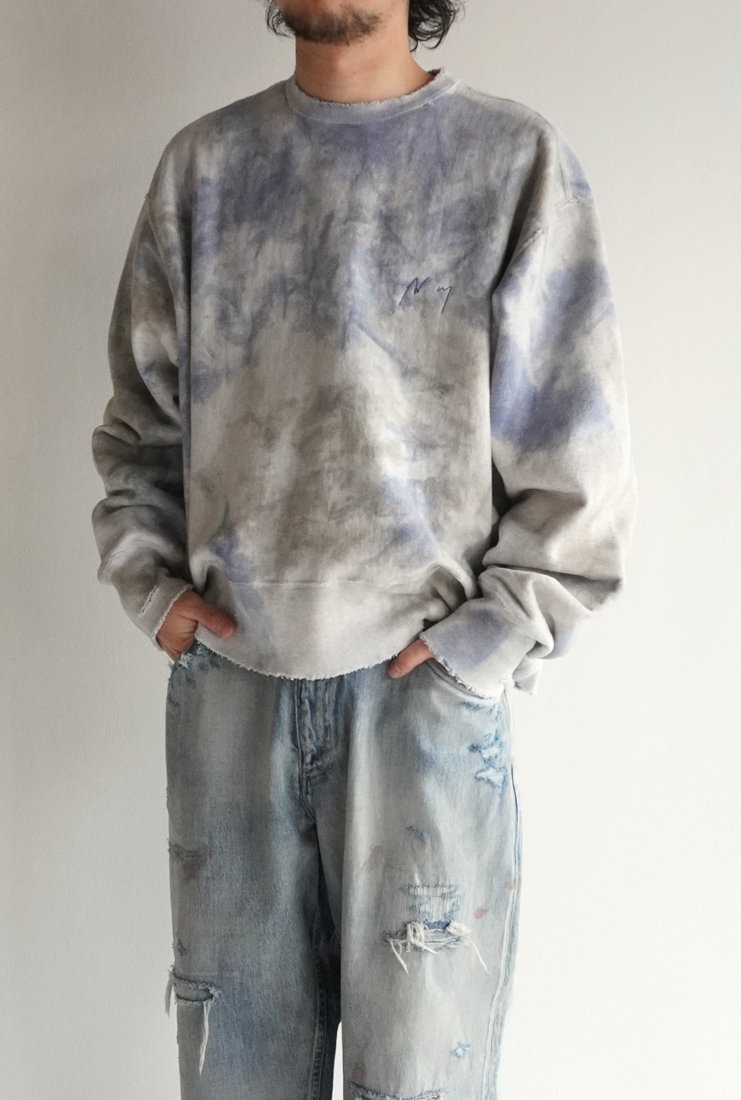 MARBLING SWEAT SHIRT(NAVY/BLACK)