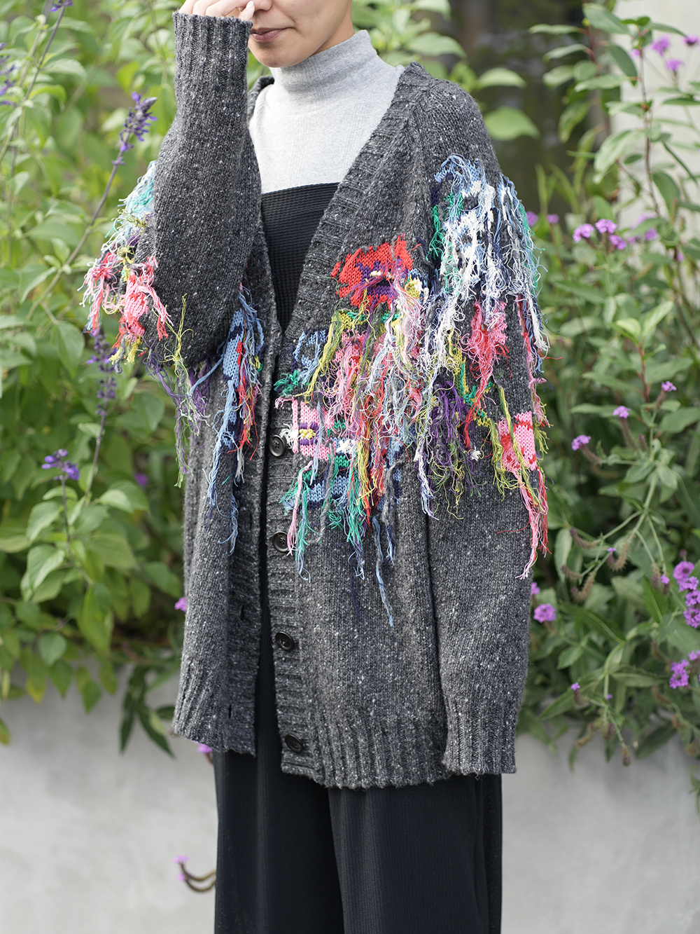 flower fringe cardigan