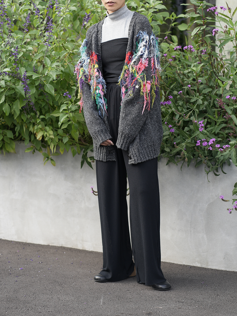 flower fringe cardigan