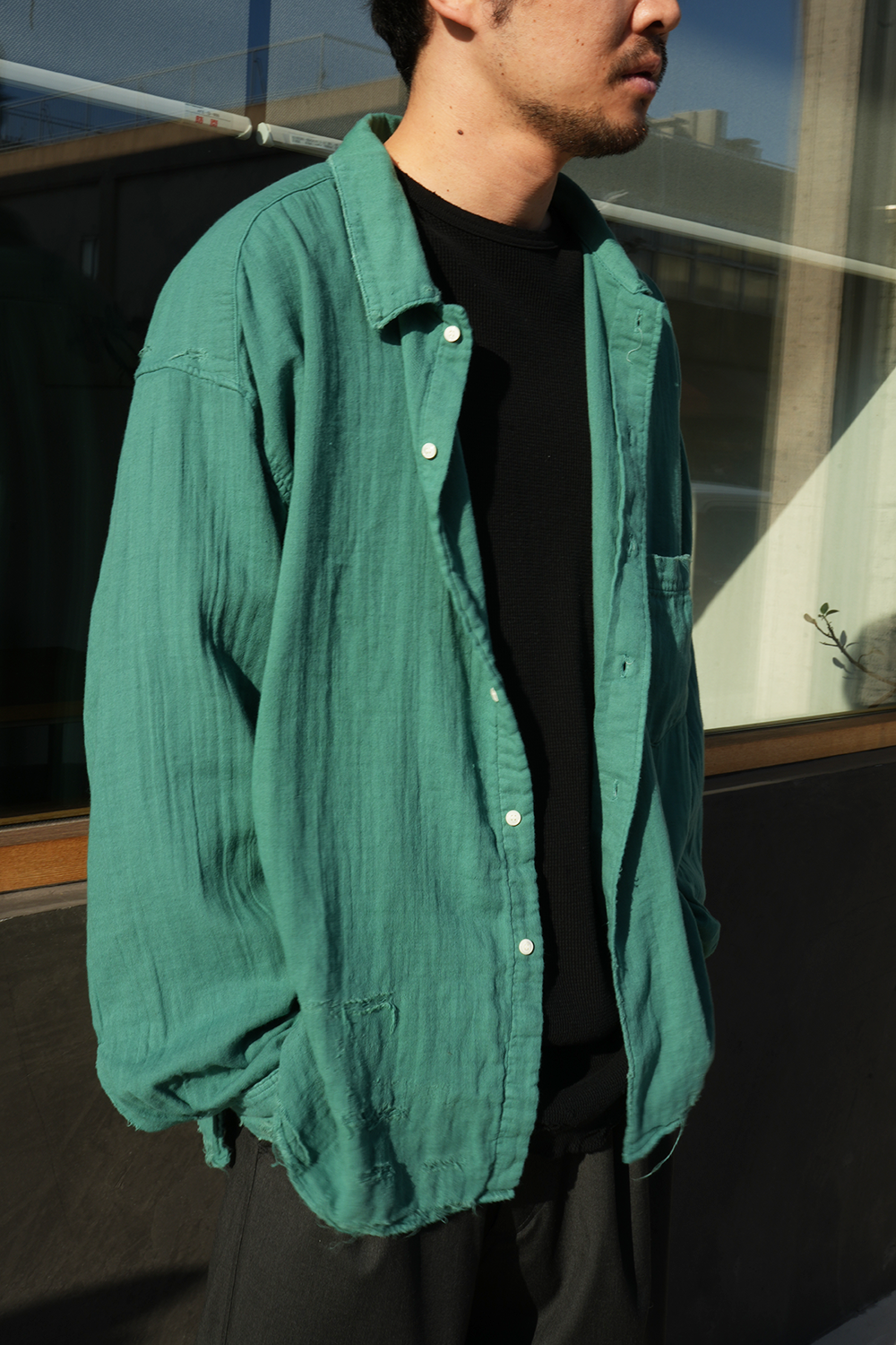 DOUBLEGAUZE CRASH LS SHIRT(GREEN)