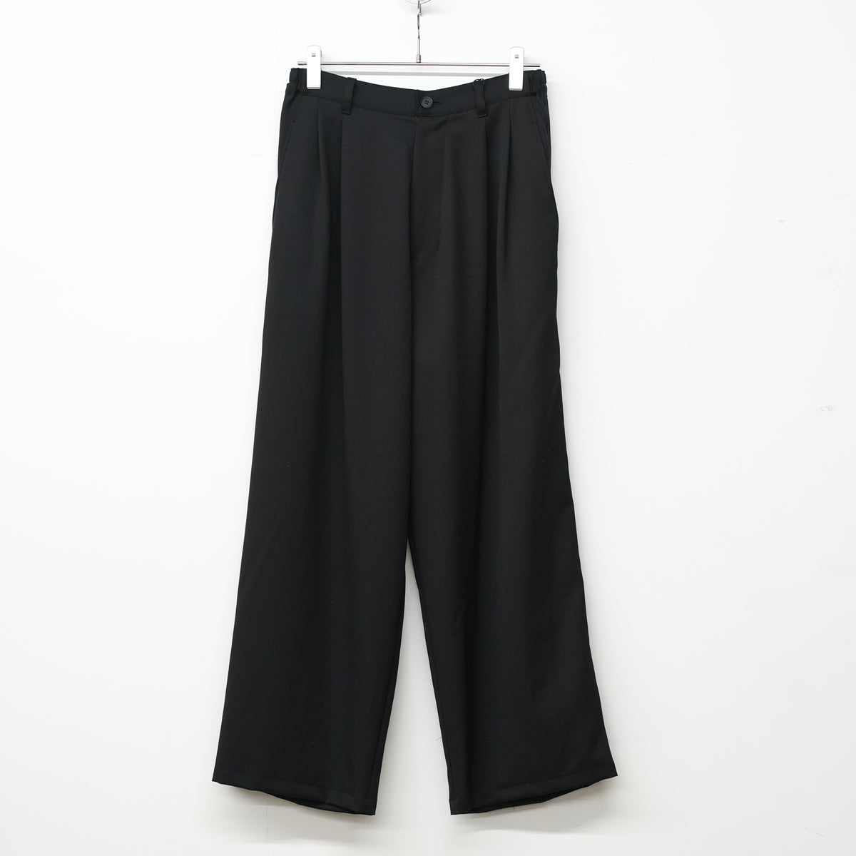 WOOL GABARDINE WIDE EASY TROUSERS