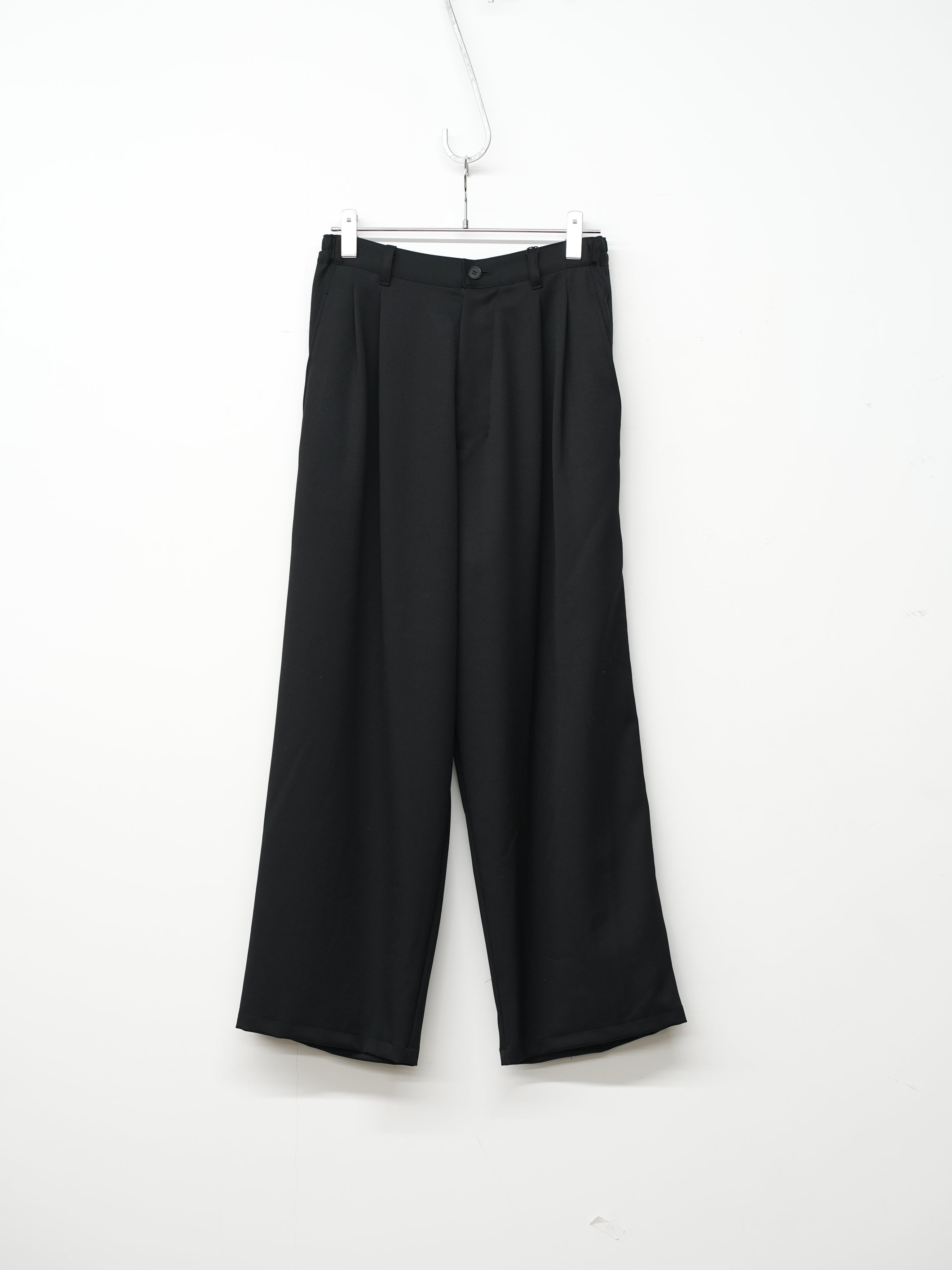 WOOL GABARDINE WIDE EASY TROUSERS