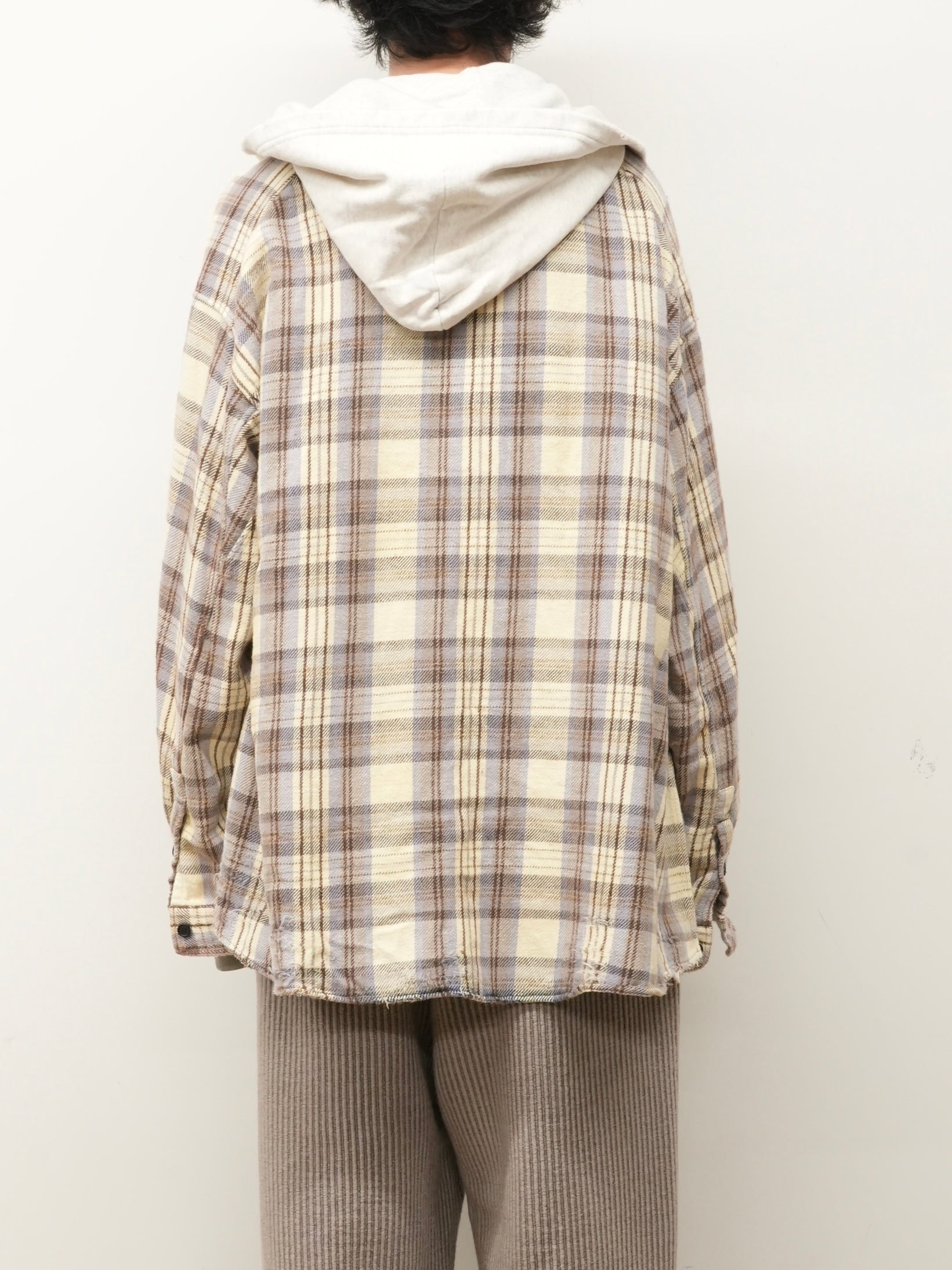 NEL CHECK HOODIE SHIRT(IVORY)