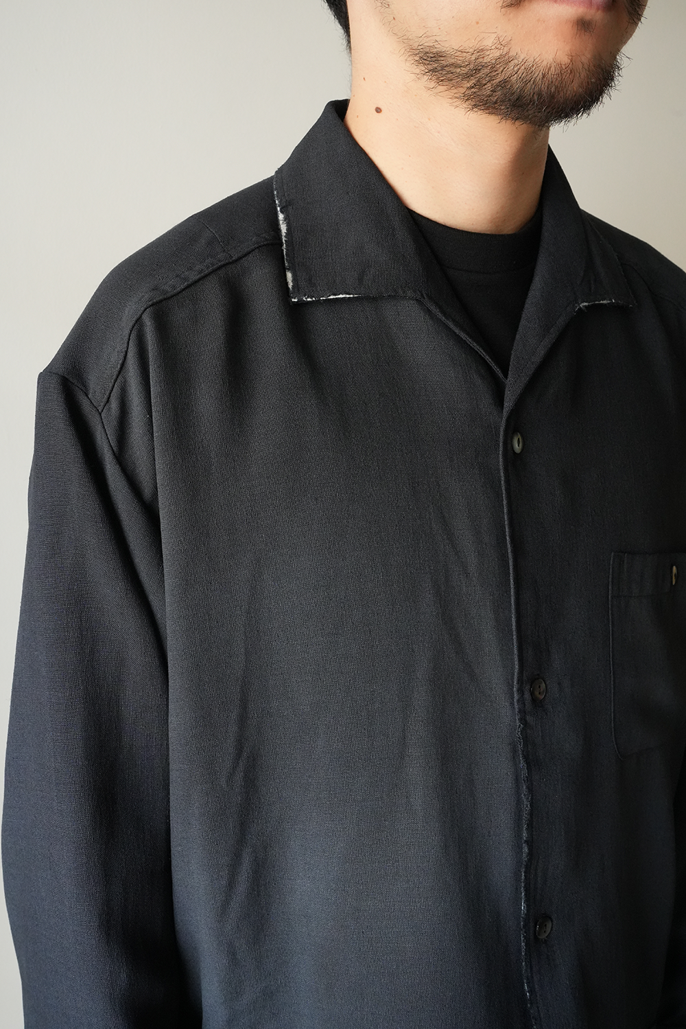 MELANGE SHORT CRASH SHIRT JACKET(NAVY)