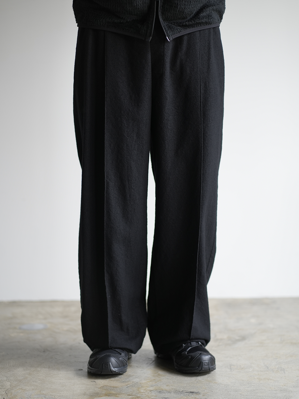 Boiled Wool Training Trousers(Black)