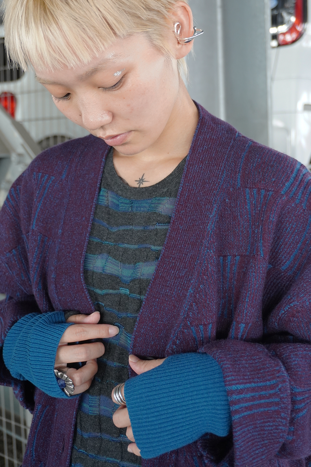 swellrib over cardigan(purple)