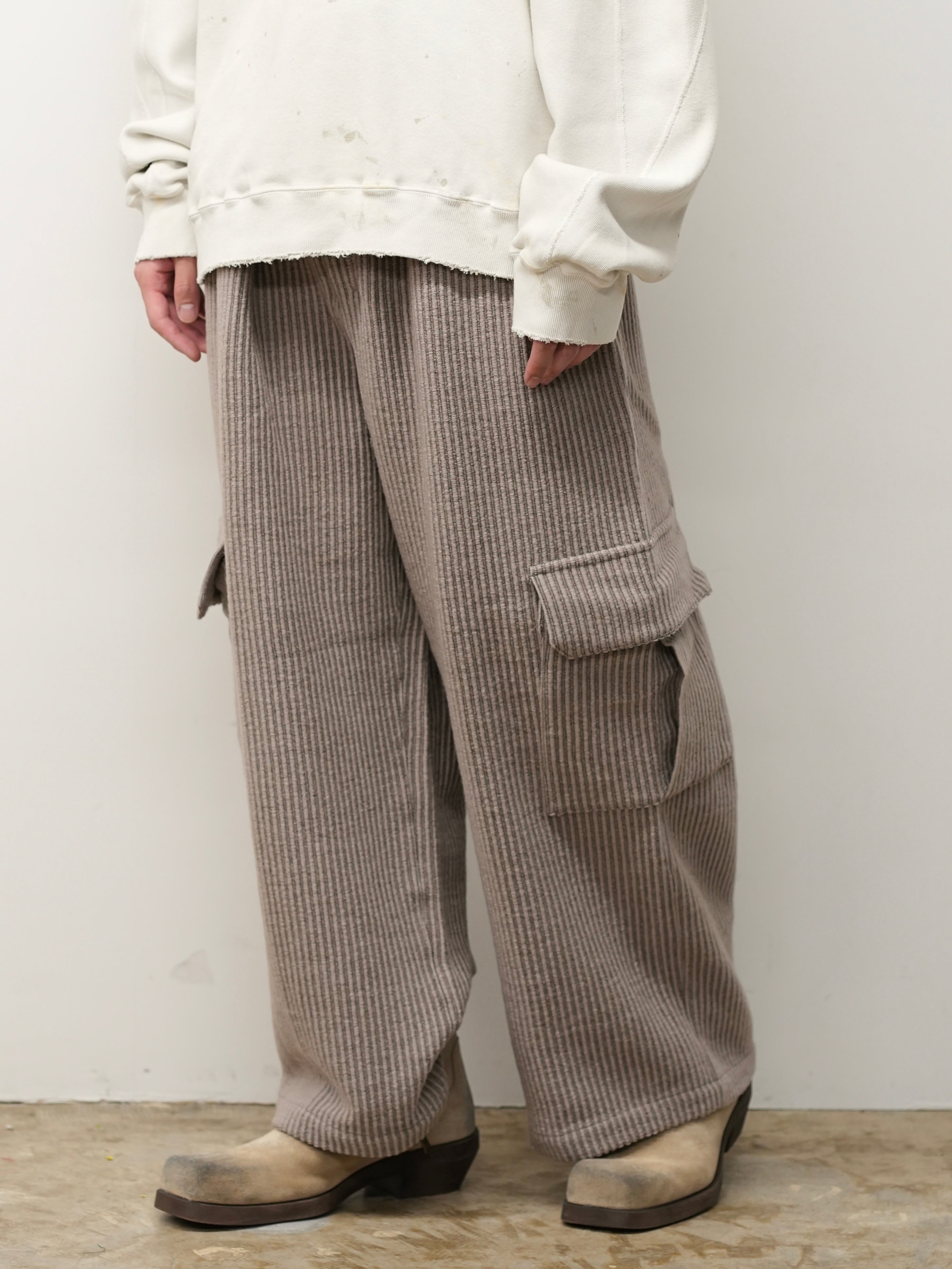 WOOL CORDUROY CARGO SLACKS(SAND)