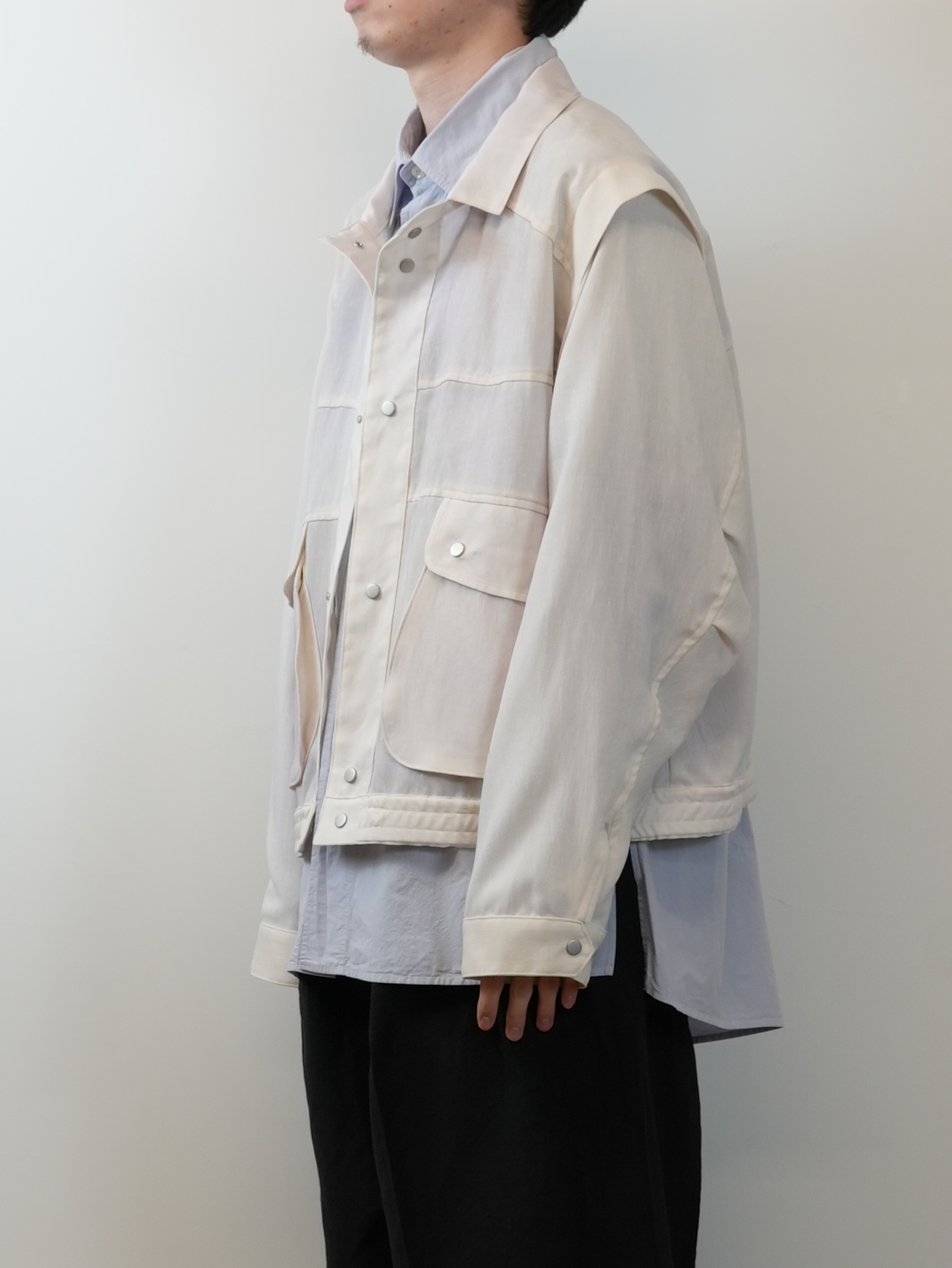 MELANGE SNAP BLOUSON(WHITE)