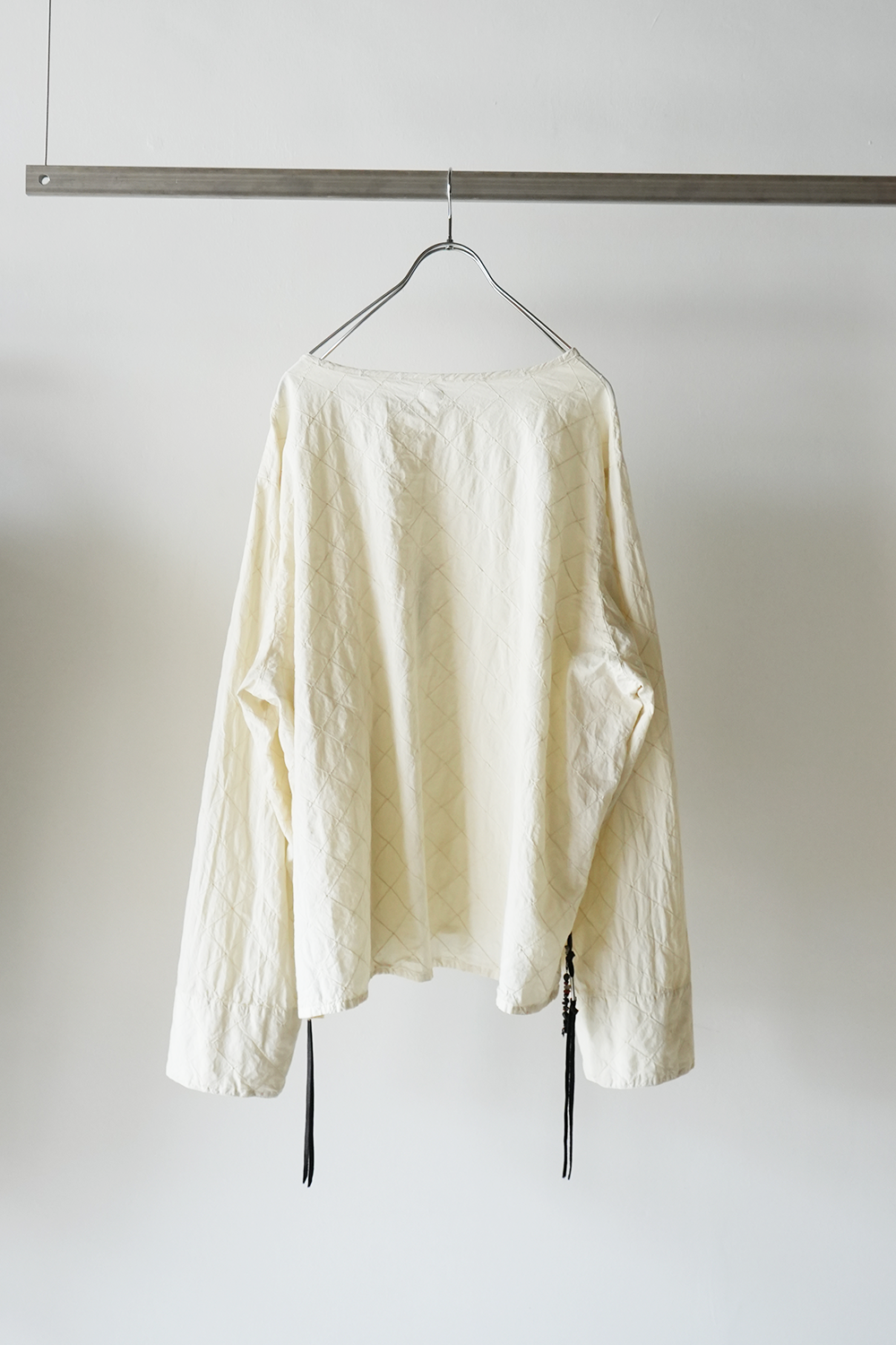 India Fabric Overdyed Smock Shirt(OFF WHITE)