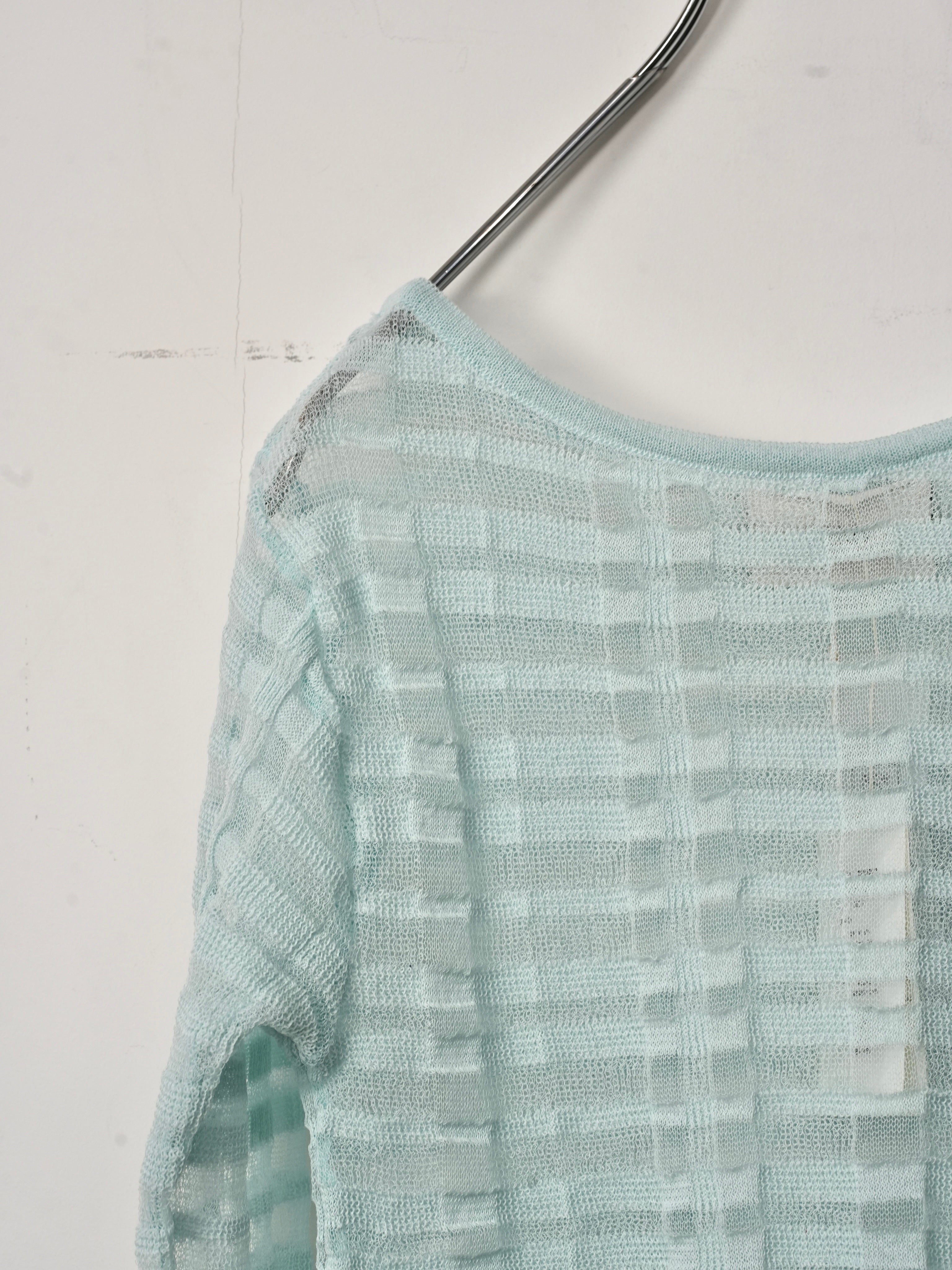 FLOWING CHECKED KNIT PULLOVER