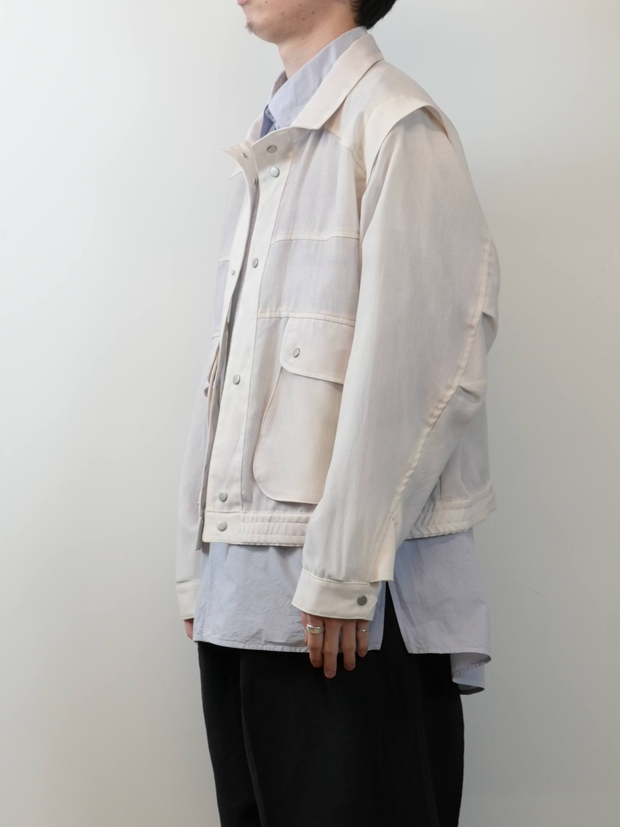 MELANGE SNAP BLOUSON(WHITE)