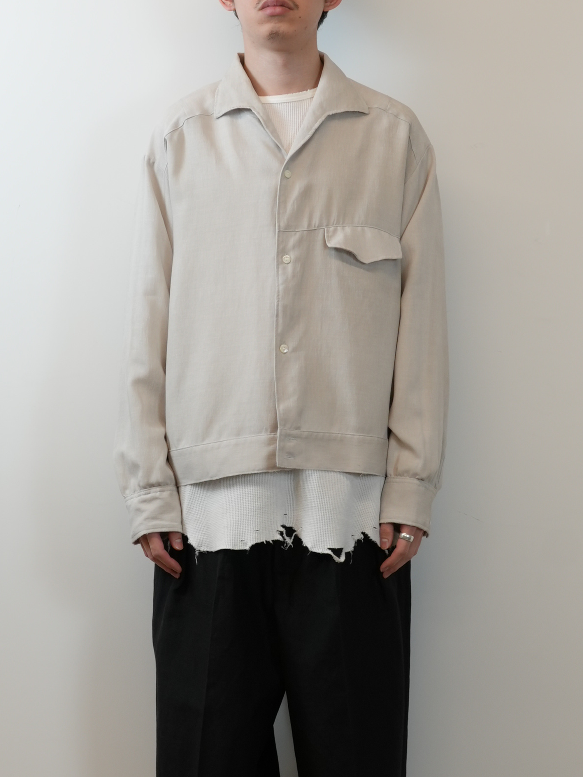 MELANGE OPEN COLLAR SHIRT(GRAY)